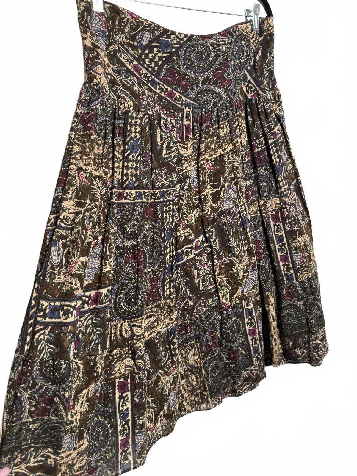 Other Brown Boho Abstarct Cotton Peasant Skirt Size 36" / US 14 / IT 50 - 1 Thumbnail