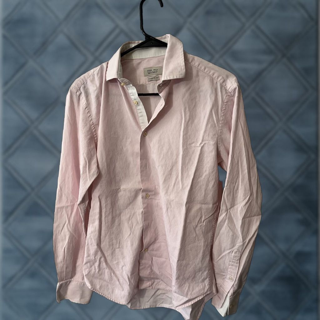 Zara ZARA MAN Tailored Fit Shirt Men 15 US, 40 EU, Mex 38 Pink Button-Down Size US M / EU 48-50 / 2 - 1 Thumbnail