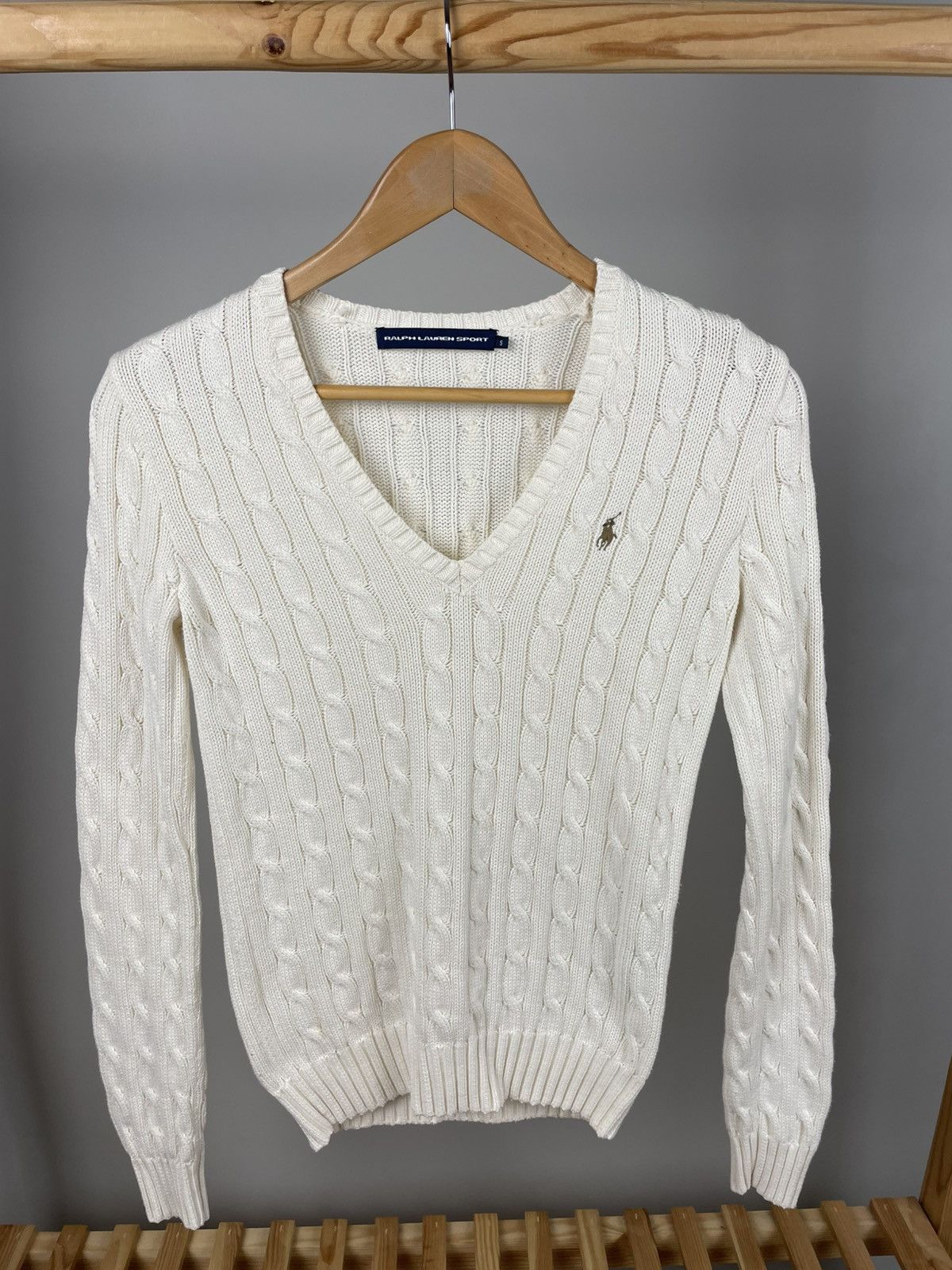 Polo Ralph Lauren × Ralph Lauren × Vintage Polo Ralph Lauren cable knit cotton v neck sweater women’s Size S / US 4 / IT 40 - 1 Thumbnail
