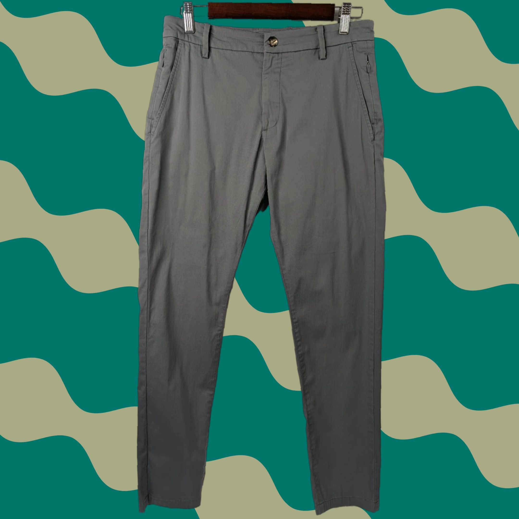 Vintage Birddogs Pants Lined Gray Stretch Men's 30x32 Chino Slim Casual Pockets Logo Zipper Button Size US 30 / EU 46 - 1 Thumbnail