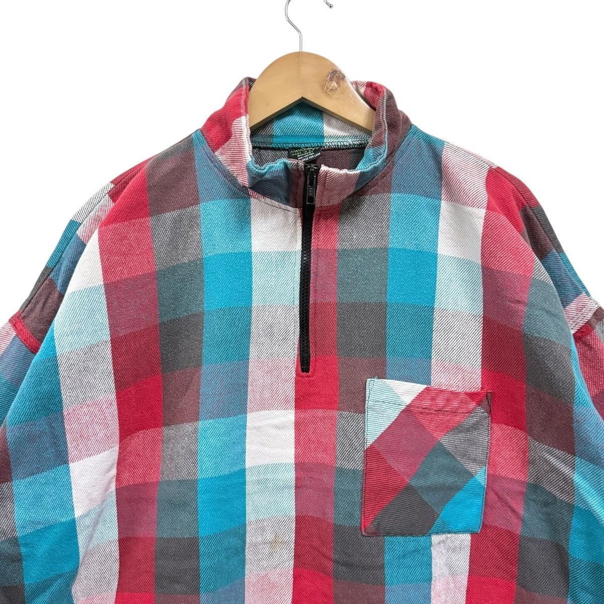 Mambo Vintage 90s Mambosok Plaid Half Zipper Jacket Boxy Size US XL / EU 56 / 4 - 3 Thumbnail