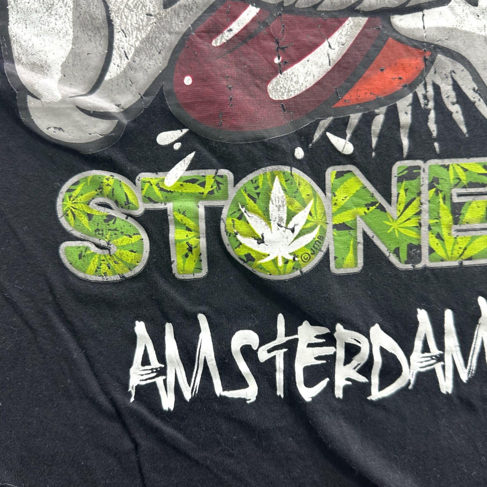 Vintage Rolling Stoned Amsterdam Shirt Mens Medium Black Graphic Rock Novelty Size US M / EU 48-50 / 2 - 3 Thumbnail