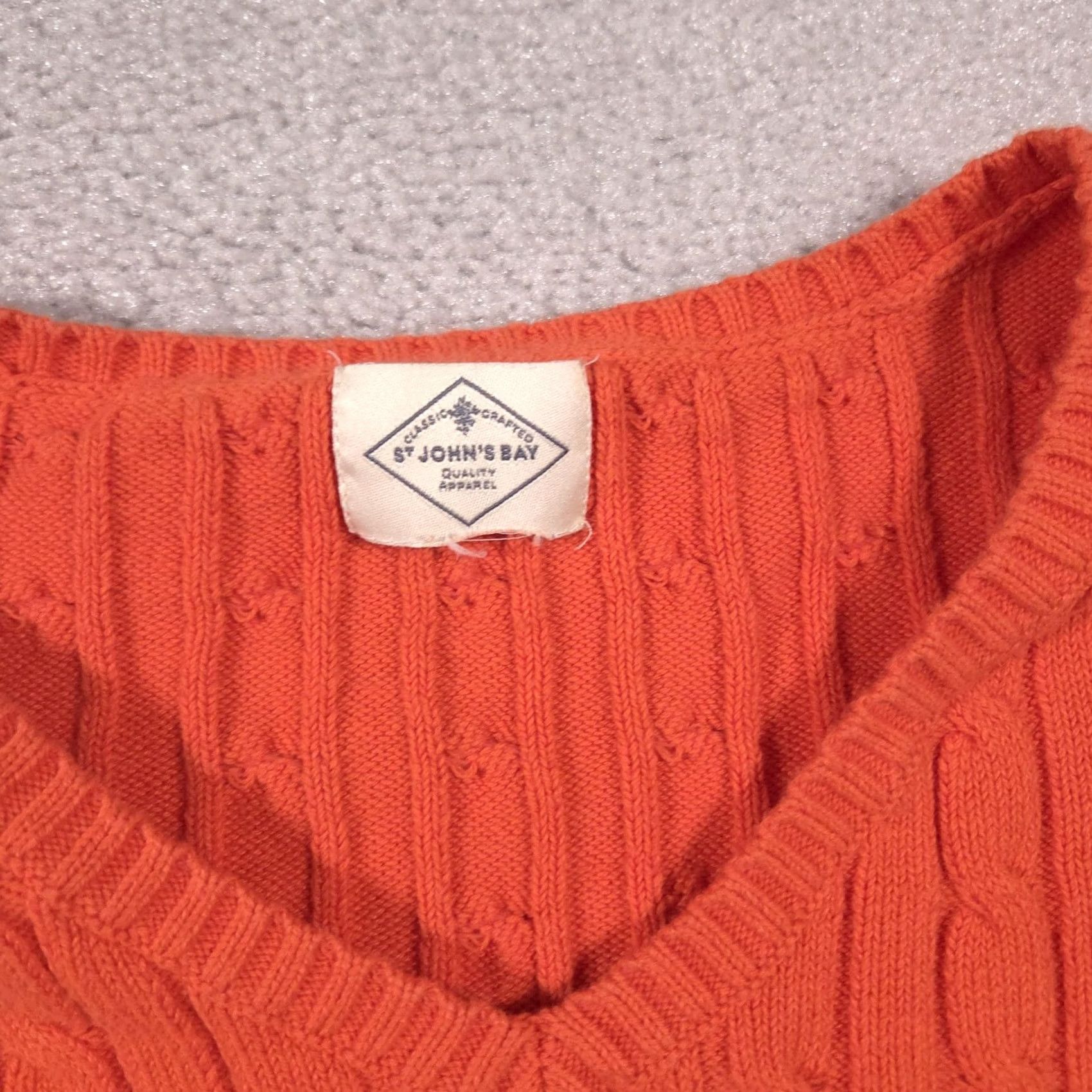 Vintage VINTAGE St. John's Bay Sweater Womens Large Orange Cable Knit V Neck Pullover Ribbed Trim Size L / US 10 / IT 46 - 5 Thumbnail