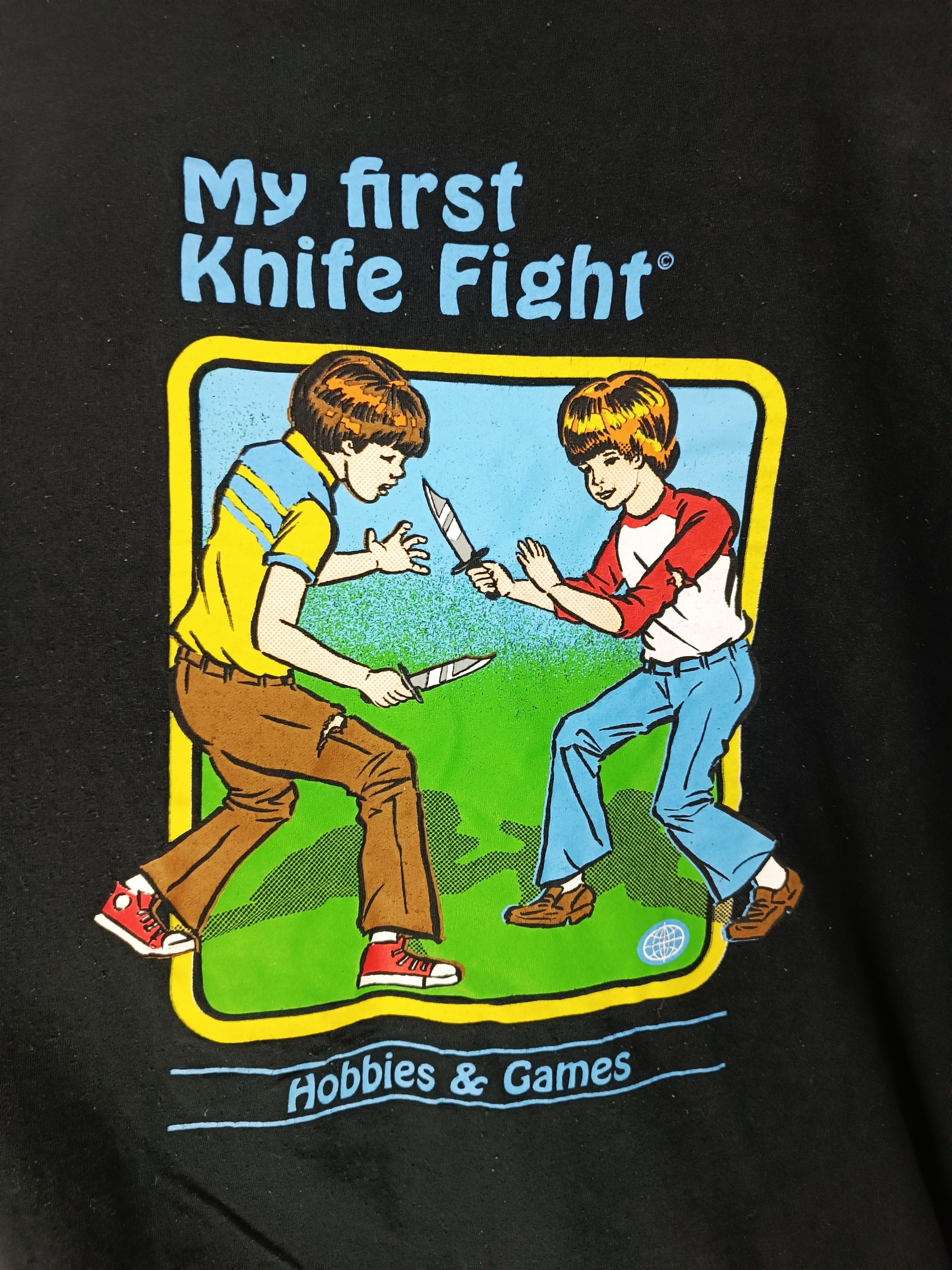 Vintage VINTAGE STEVEN RHODES MY FIRST KNIFE FIGHT FUNNY HUMOR TEE Size US XL / EU 56 / 4 - 10 Thumbnail