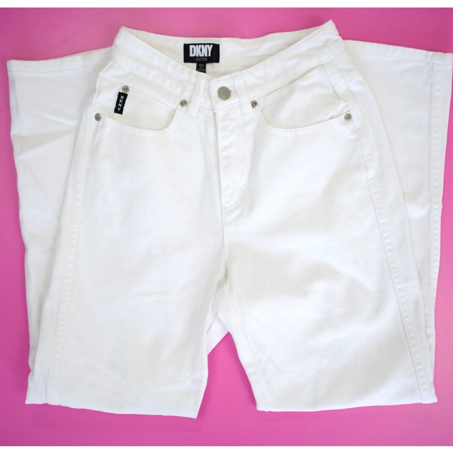 DKNY × Vintage Vintage 90's DKNY White Denim Jeans Women's 22" Size 22" - 3 Thumbnail