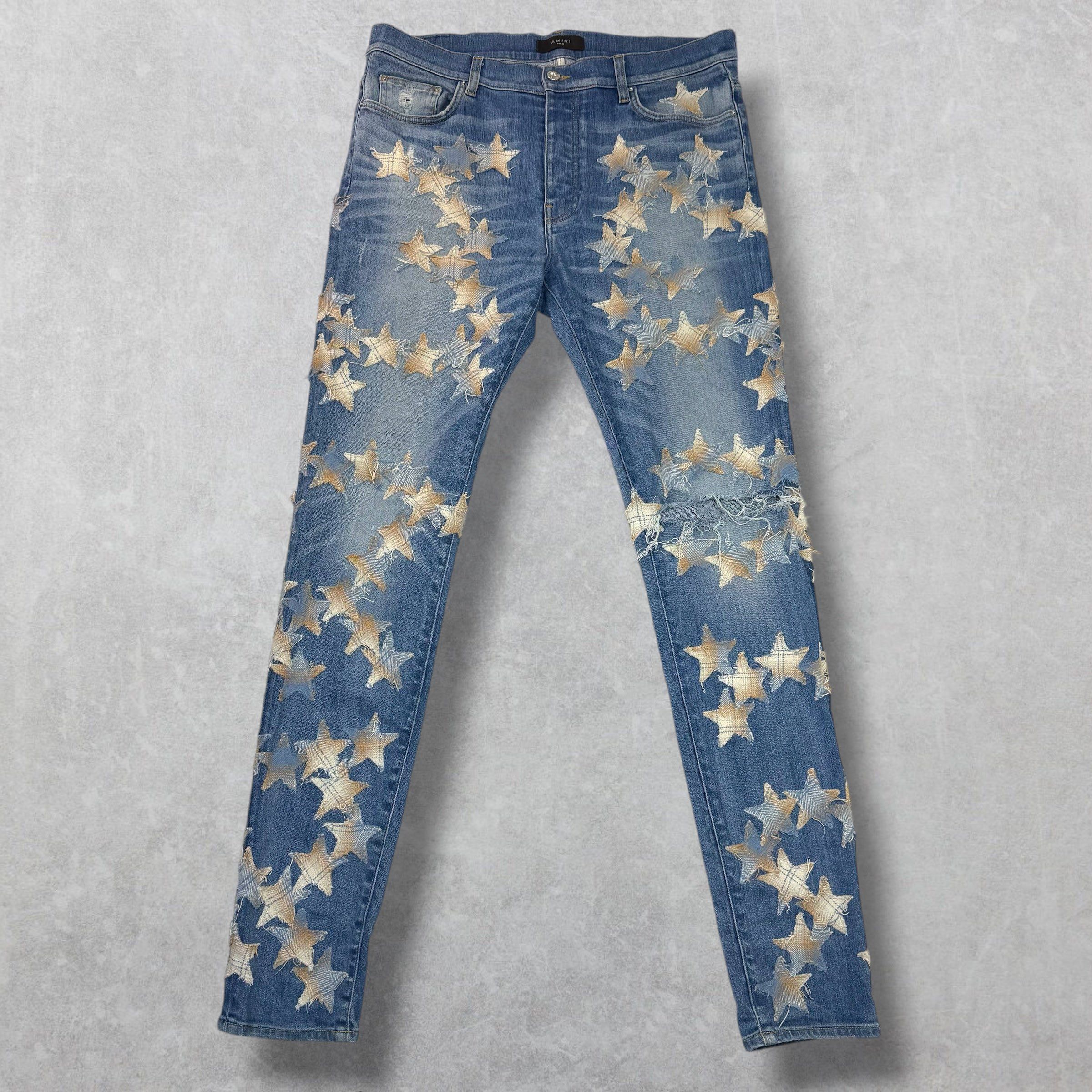Amiri Amiri x Chemist Plaid Leather Star Jeans 36 Size US 36 / EU 52 - 2 Thumbnail