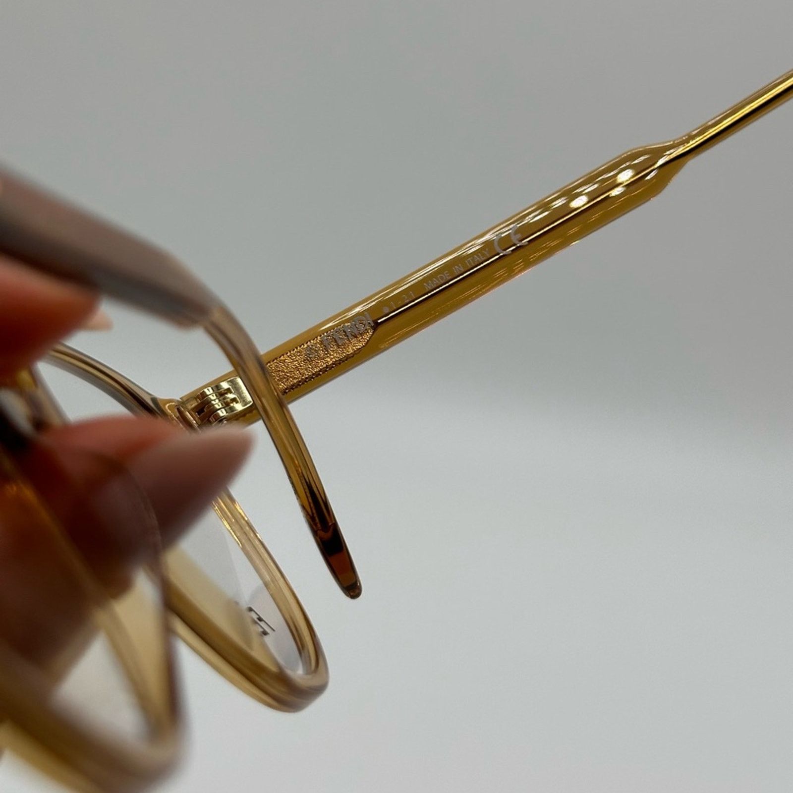 Fendi NEW FENDI FE50015I 057 Transparent Cognac Unisex Eyeglasses Size ONE SIZE - 3 Thumbnail