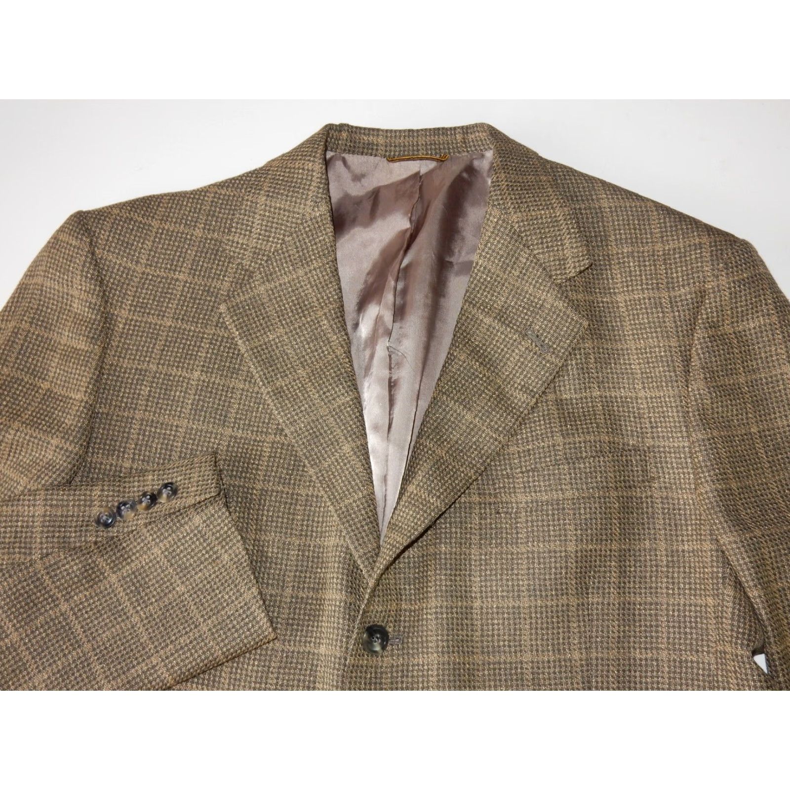 Hart Schaffner Marx VINTAGE Hart Schaffner Marx Men's Blazer Sport Coat Jacket Size 42L Wool Plaid Brown Size 42R - 2 Thumbnail