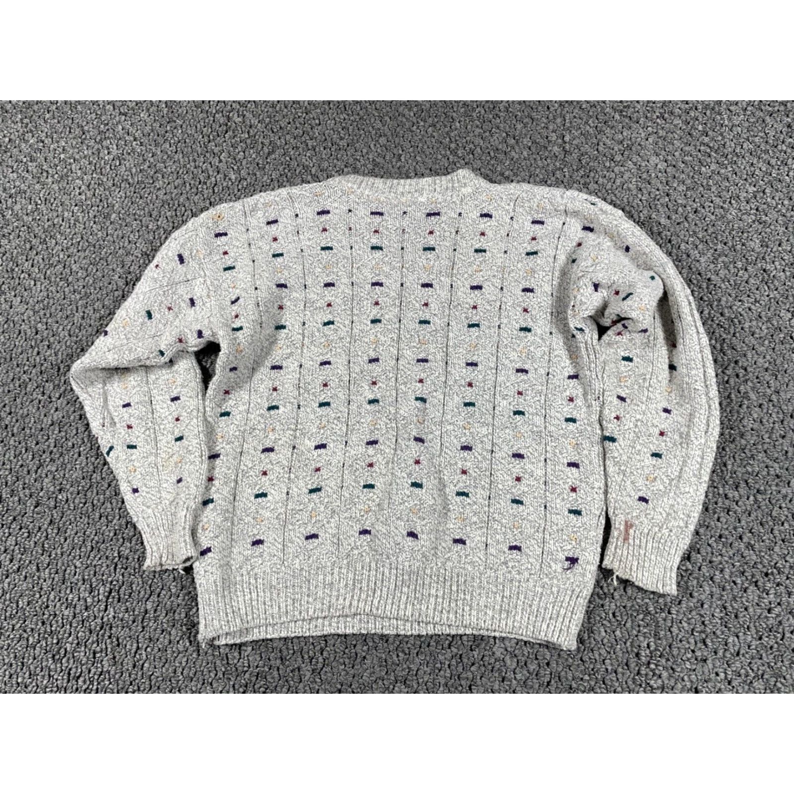 Northern Reflections VINTAGE Northern Reflections Sweater Shirt Men Medium Gray Geometric 90s Classic Retro Chunky Knit Crew Neck Pullover Warm Heavyweight Size US M / EU 48-50 / 2 - 2 Thumbnail