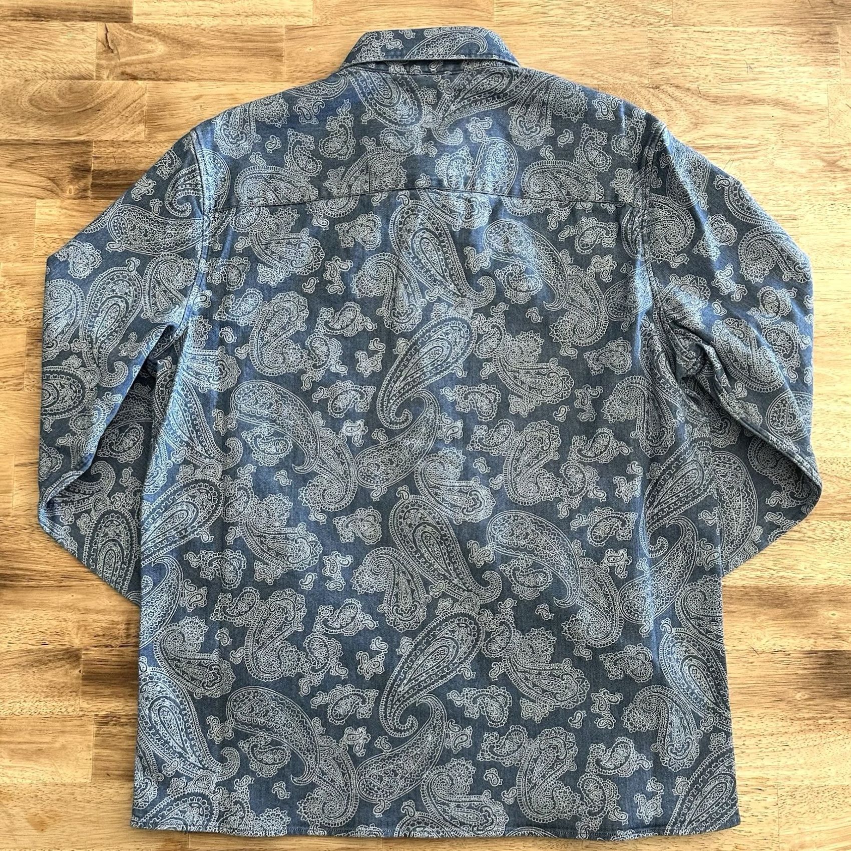 Michael Kors Michael Kors Denim Paisley Button-Up Shirt Long Sleeve Stretch Men M Blue Size US M / EU 48-50 / 2 - 4 Thumbnail