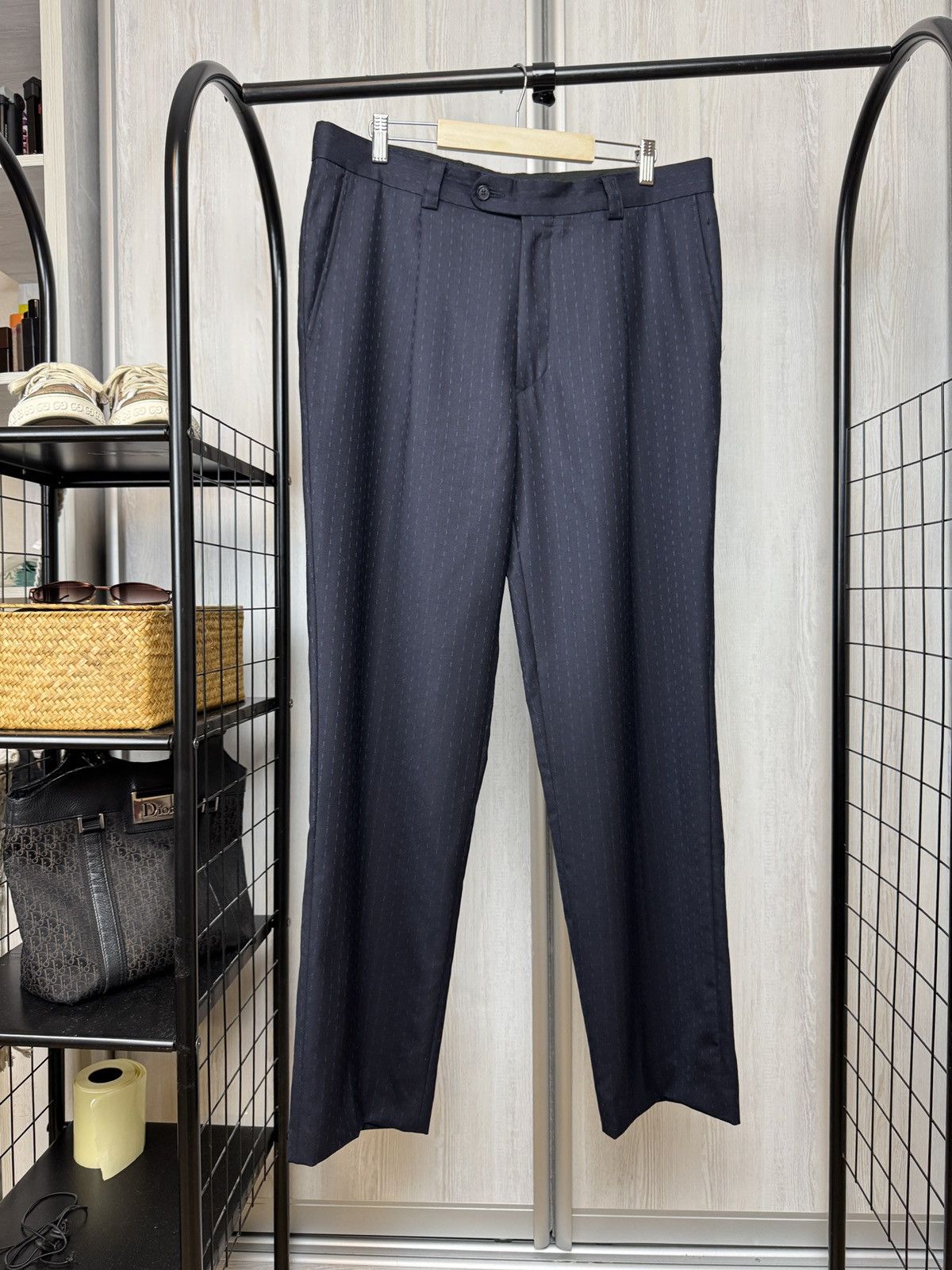 Versace Versace Classic blue wool striped classic casual wide pants Size US 36 / EU 52 - 2 Thumbnail