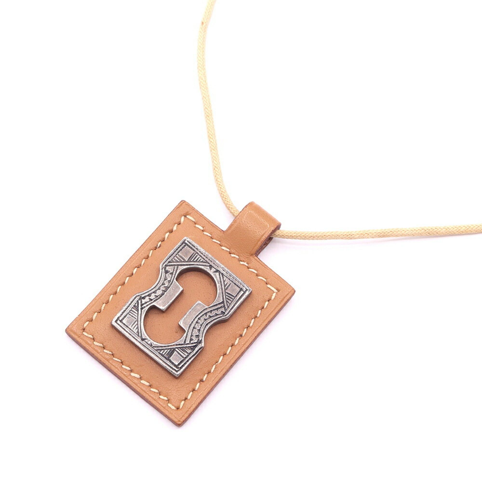 Hermes Hermes Touareg Necklace, Brown Leather and Cotton, □F Stamp, Manufactured in 2002, Choker, Vintage, Women's. Size ONE SIZE - 1 Thumbnail