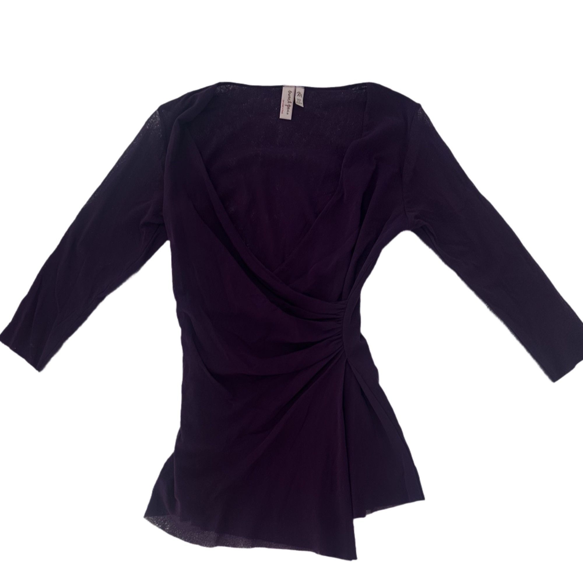 Other Sweet Pea Top by Stacy Frati Sheer Deep Ruched Wrap Purple Size M / US 6-8 / IT 42-44 - 5 Thumbnail