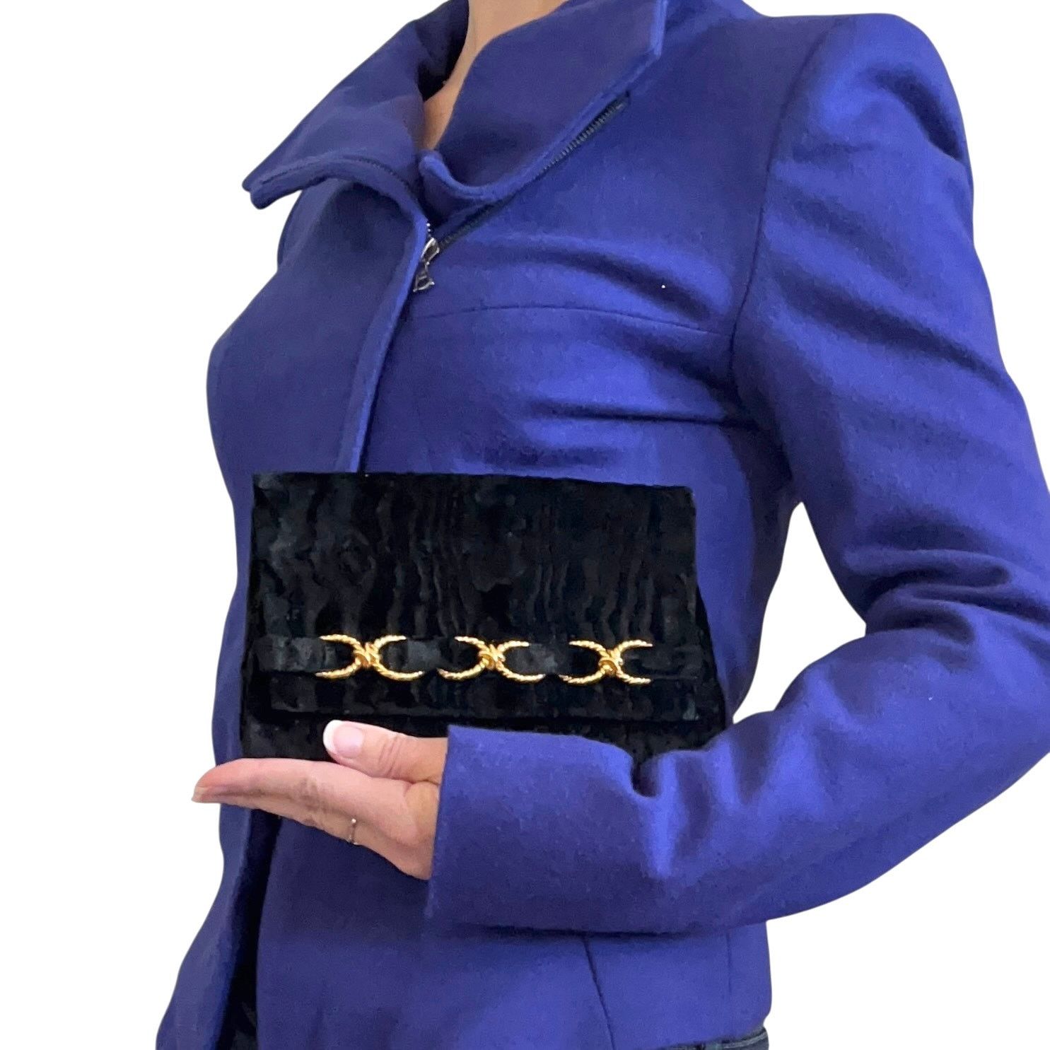 Vintage Vintage Rodo Black Moire Velvet Chainlink Evening Bag Size ONE SIZE - 10 Thumbnail