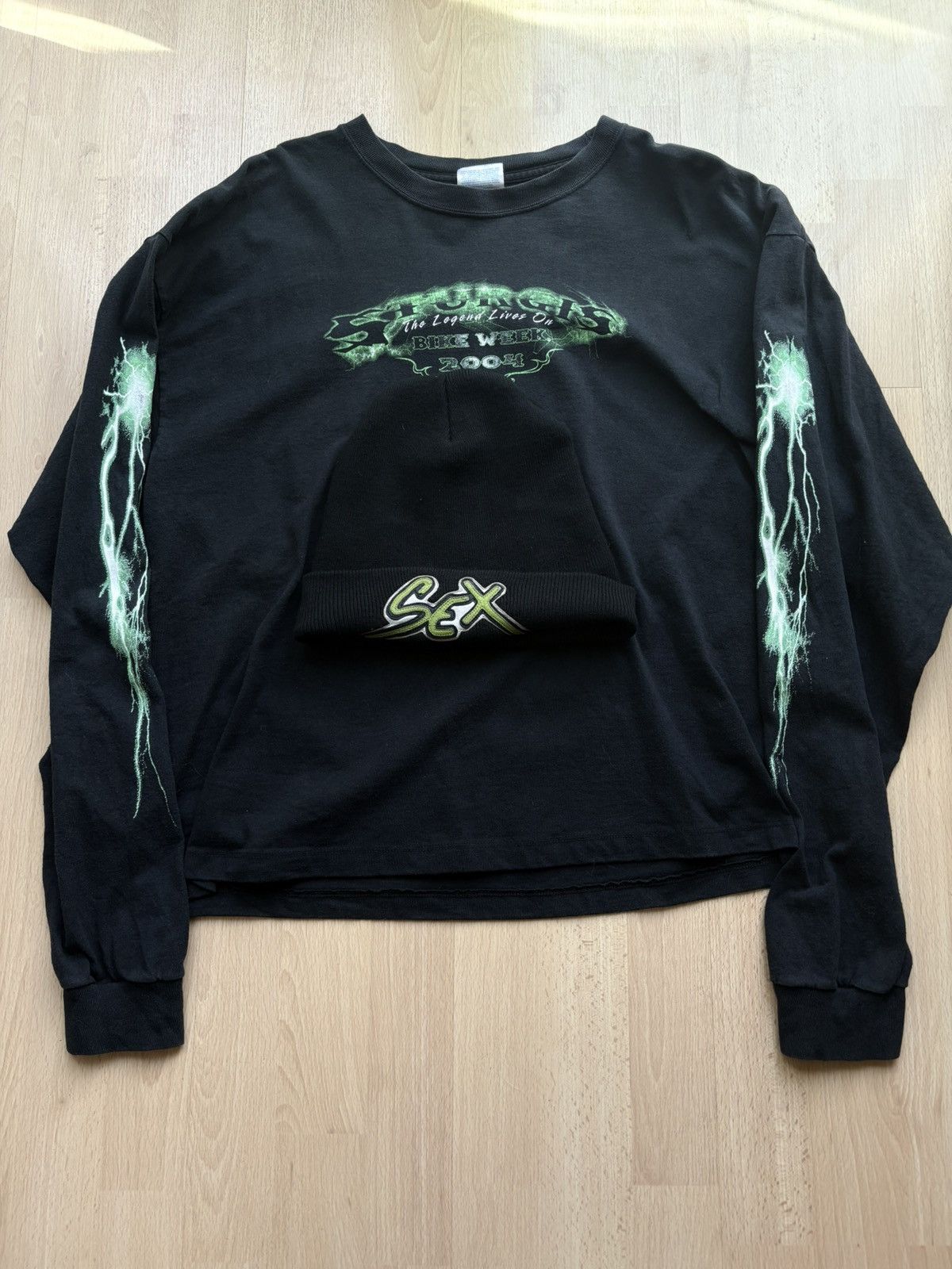 Hanes Vintage Sturgis Bike Week Lightning Long Sleeve 2004 Size US XL / EU 56 / 4 - 1 Thumbnail