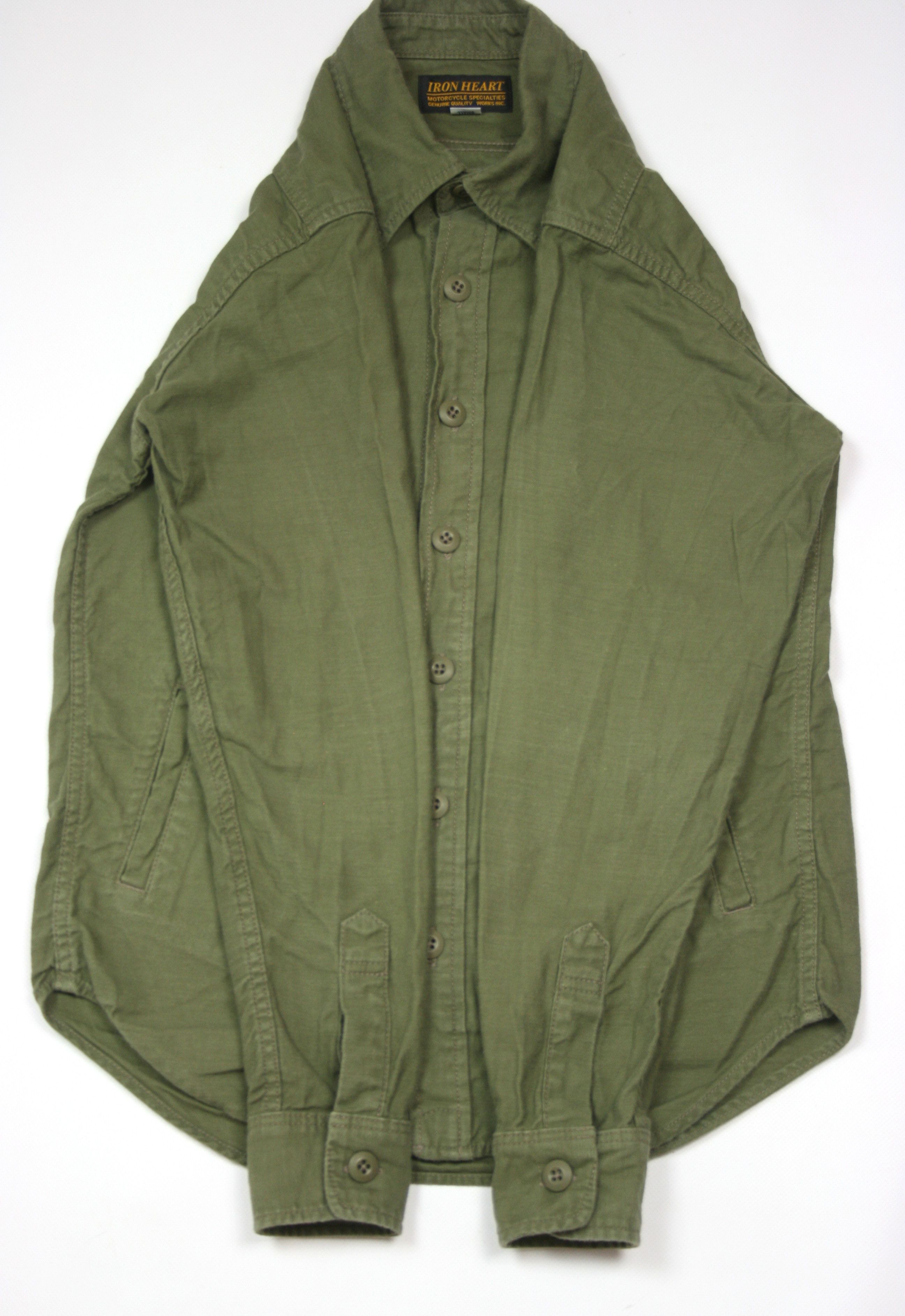Iron Heart IHSH-328-GRN - 7oz Back Satin Military CPO Shirt Green Size US S / EU 44-46 / 1 - 7 Thumbnail