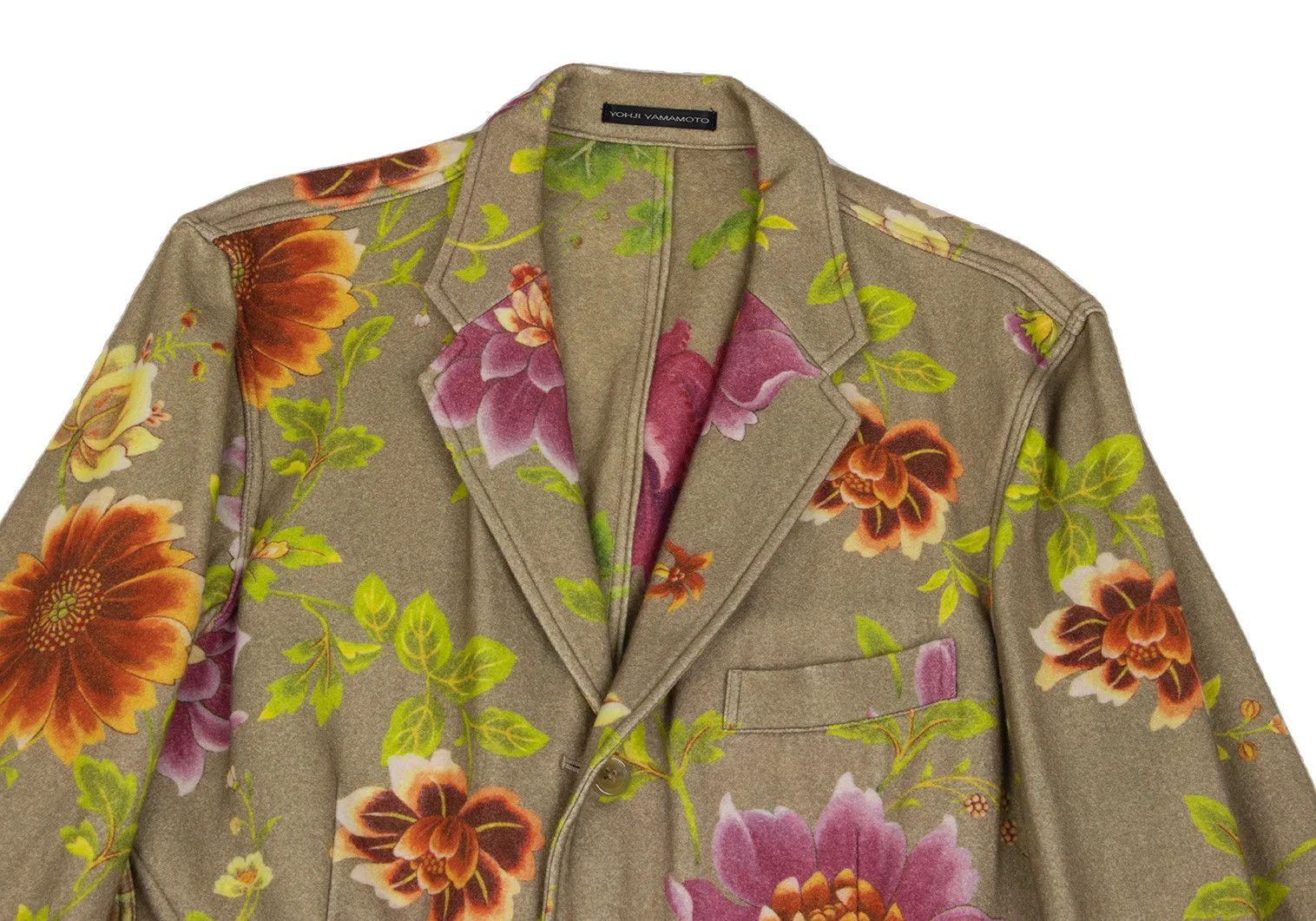 Jean Paul Gaultier Wool Floral Print Reversible Jacket in Khaki Multi Size US M / EU 48-50 / 2 - 2 Thumbnail