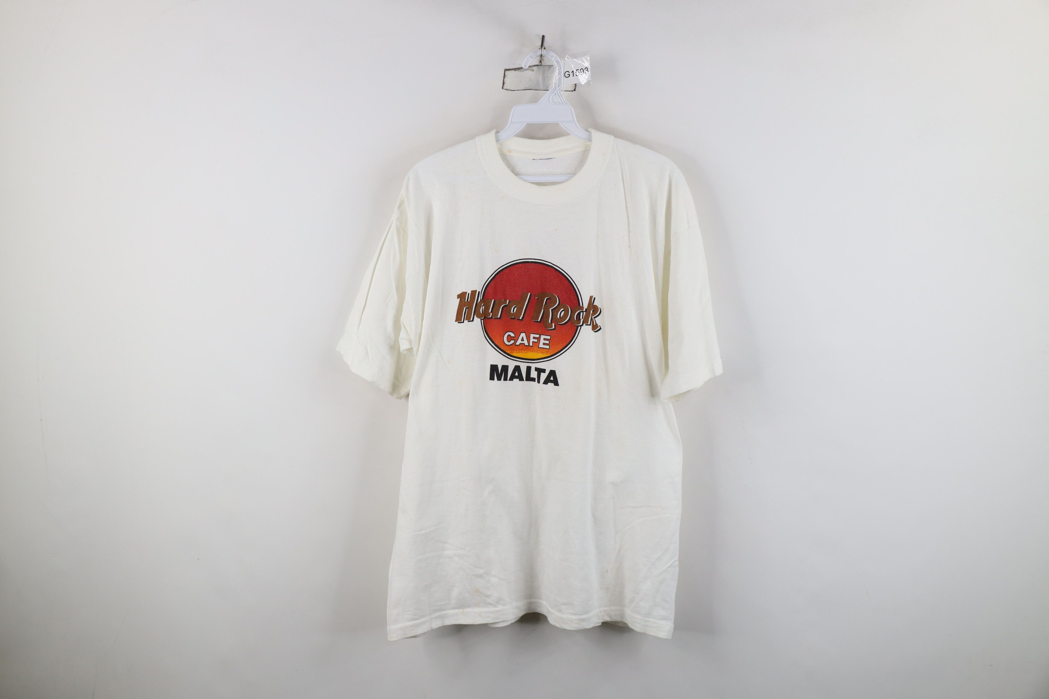 Hard Rock Cafe Vintage 90s Hard Rock Cafe Spell Out Malta T-Shirt White Size US L / EU 52-54 / 3 - 1 Thumbnail