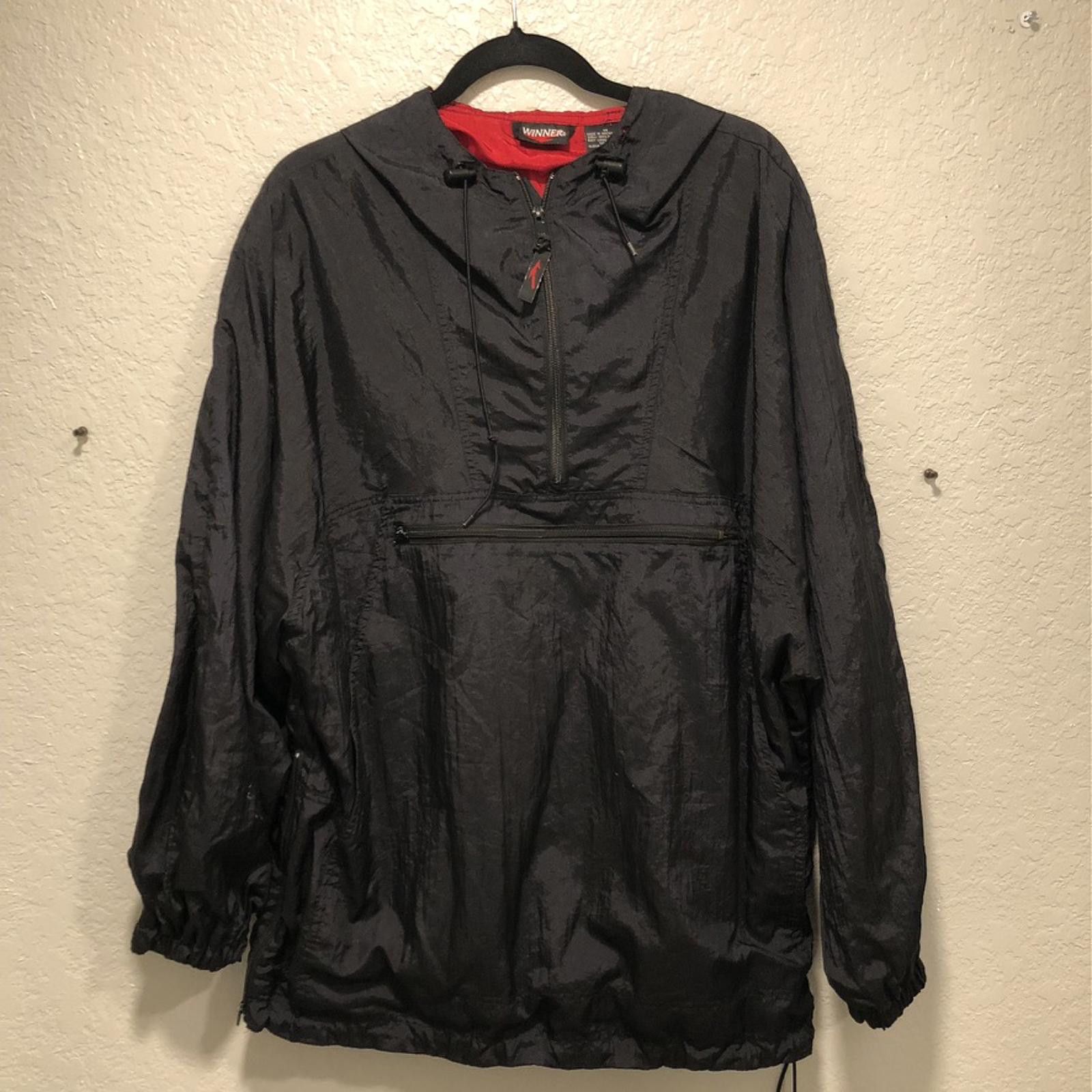Winners Circle Men's Black Windbreaker Jacket with Red Lining Medium Size US M / EU 48-50 / 2 - 2 Thumbnail