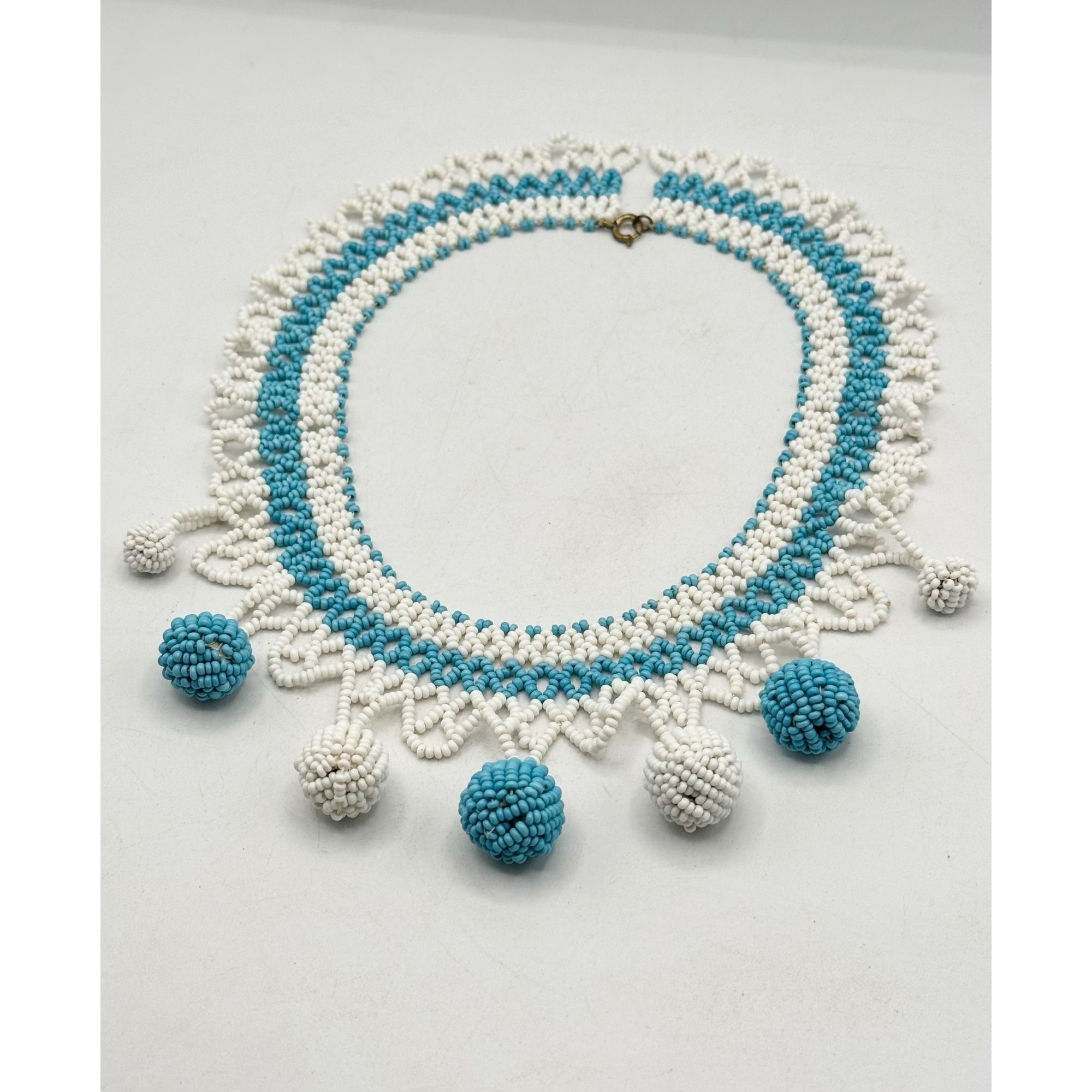 Vintage Vintage beaded blue & white collar necklace Size ONE SIZE - 5 Thumbnail