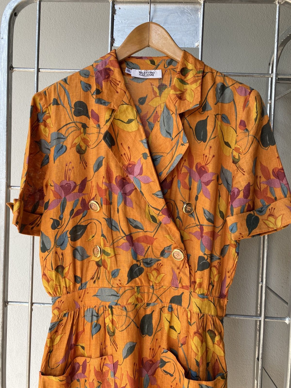 Valentino VALENTINO GARAVANI Orange Floral Button-Down Dress Size S / US 4 / IT 40 - 14 Thumbnail