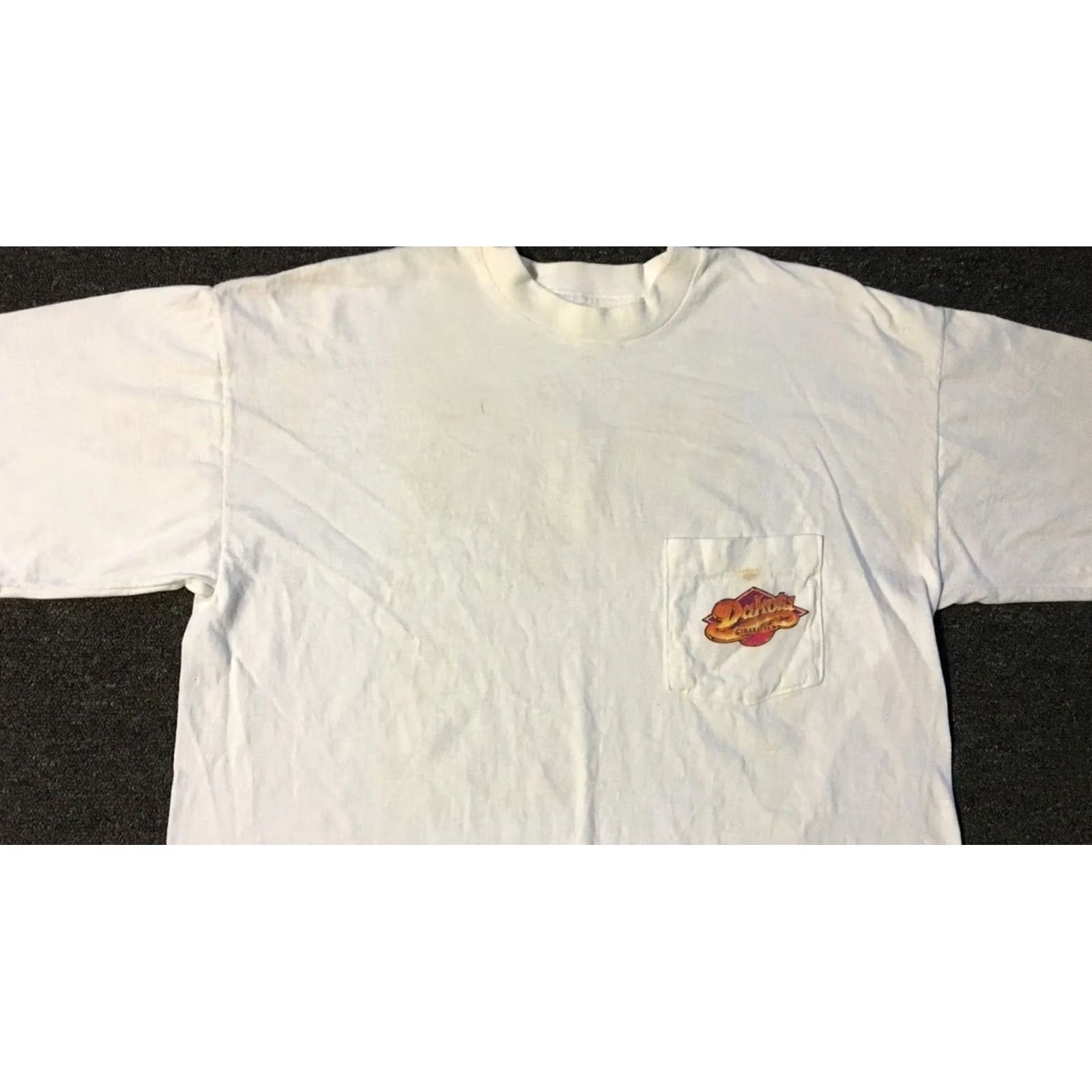 Camel VINTAGE Dakota Cigarettes Faded Distressed Shirt L White Men Short Sleeve 90s 80s Grunge Biker Rock USA Camels Size US L / EU 52-54 / 3 - 7 Thumbnail