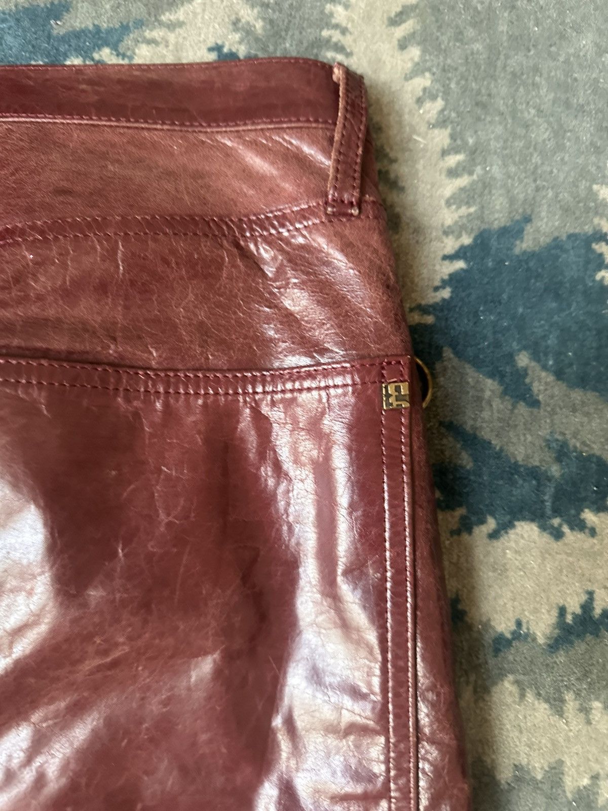 Beauty Beast BURGUNDY LEATHER TROUSERS Size US 32 / EU 48 - 8 Thumbnail