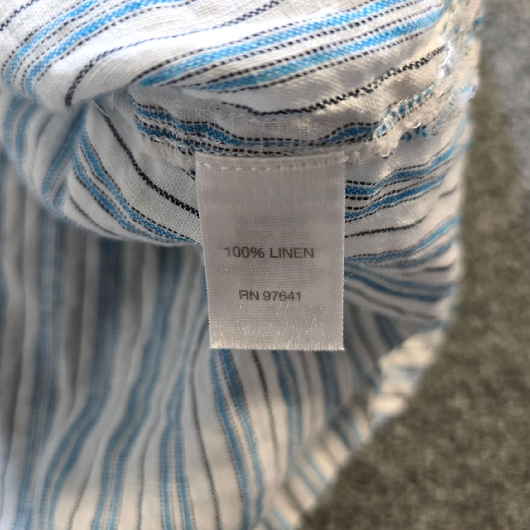 J. Jill J. Jill Blouse Womens Medium Blue Striped Linen Button Long Sleeve Collared Shirt Size M / US 6-8 / IT 42-44 - 7 Thumbnail