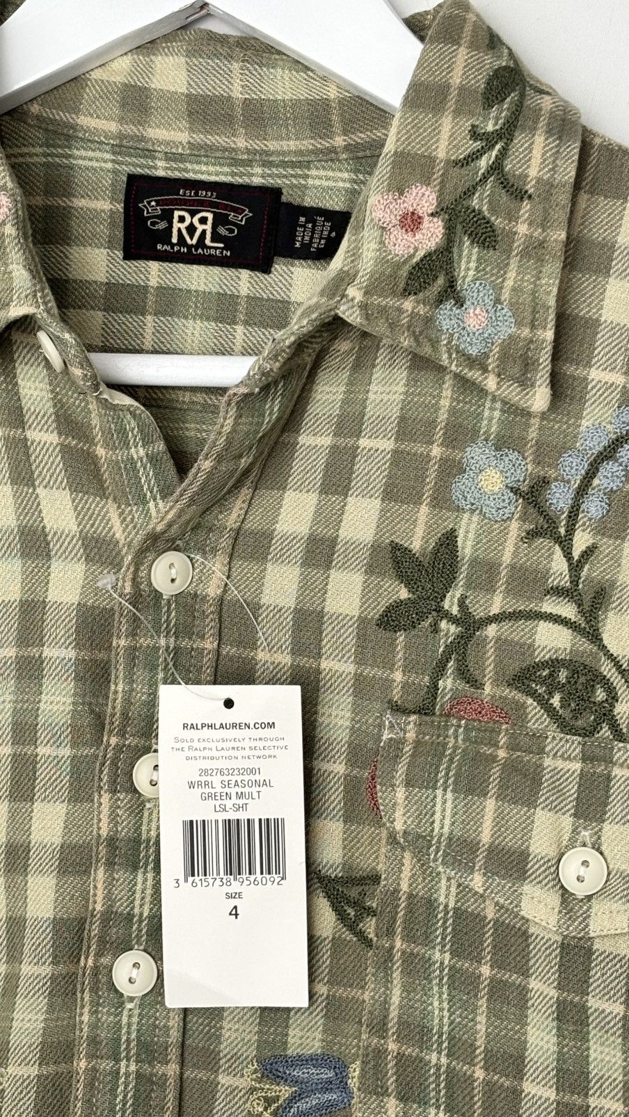 RRL Ralph Lauren RRL Ralph Lauren Double RL Embroidered Plaid Shirt Size 4 Size XS / US 0-2 / IT 36-38 - 6 Thumbnail