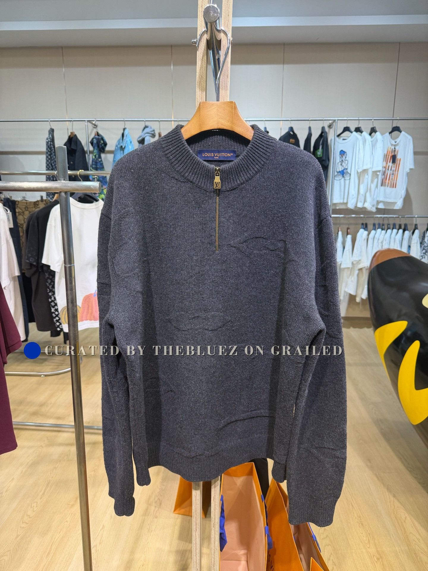 Louis Vuitton Louis Vuitton Gray Jacquard Half-Zip Sweater XXL Size US XXL / EU 58 / 5 - 1 Thumbnail