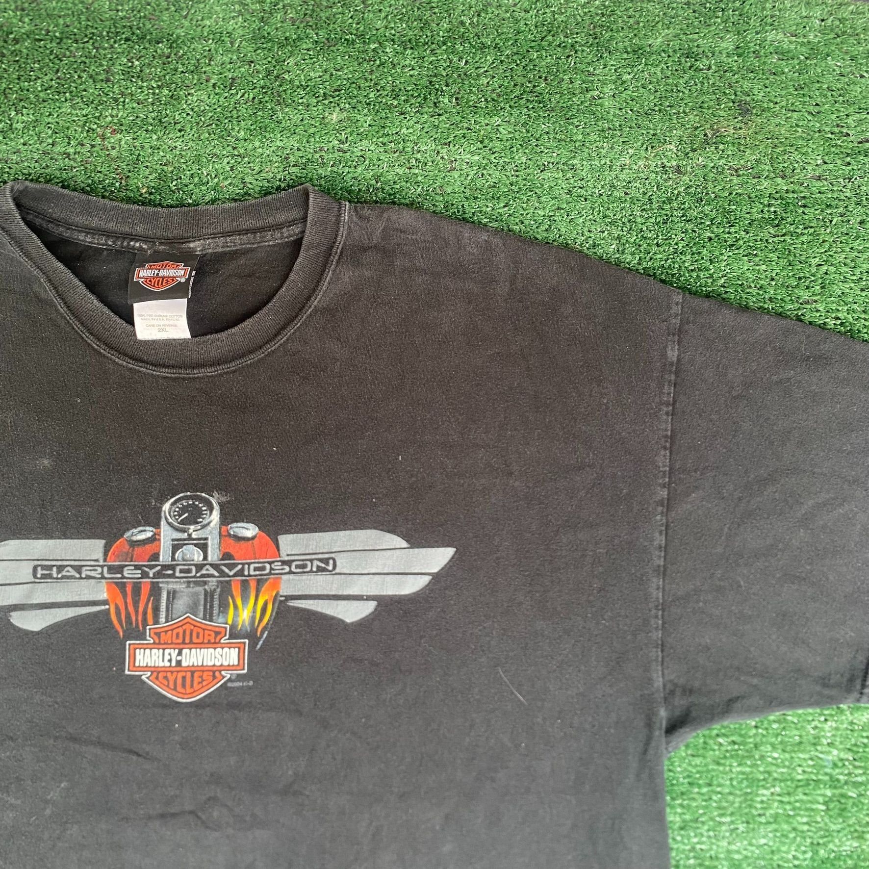 Harley Davidson Vintage Y2K Harley Davidson Shirt Biker Logo Motorcycle Tee Size US XXL / EU 58 / 5 - 2 Thumbnail