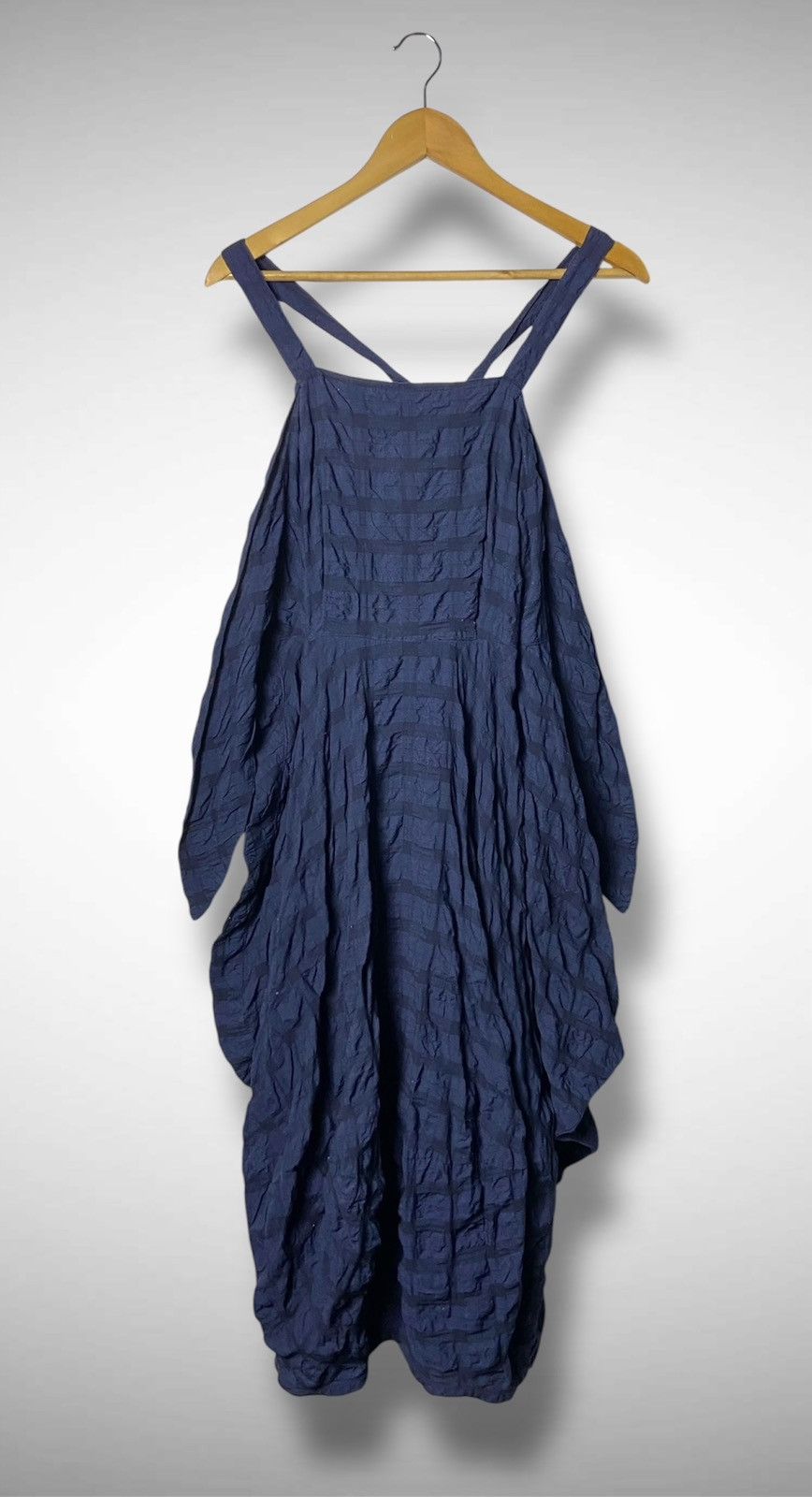 Tsumori Chisato Tsumori Chisato Textured NavyCheck Sleeveless Drape Dress Size S / US 4 / IT 40 - 1 Thumbnail