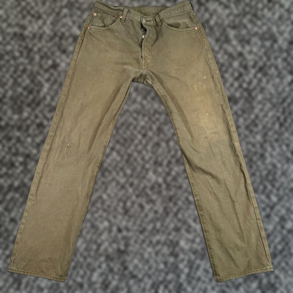 Levi's Levi's 501 Jeans Men 33x32 Green Denim Button Fly Straight Classic Fit USA Size US 33 - 1 Thumbnail