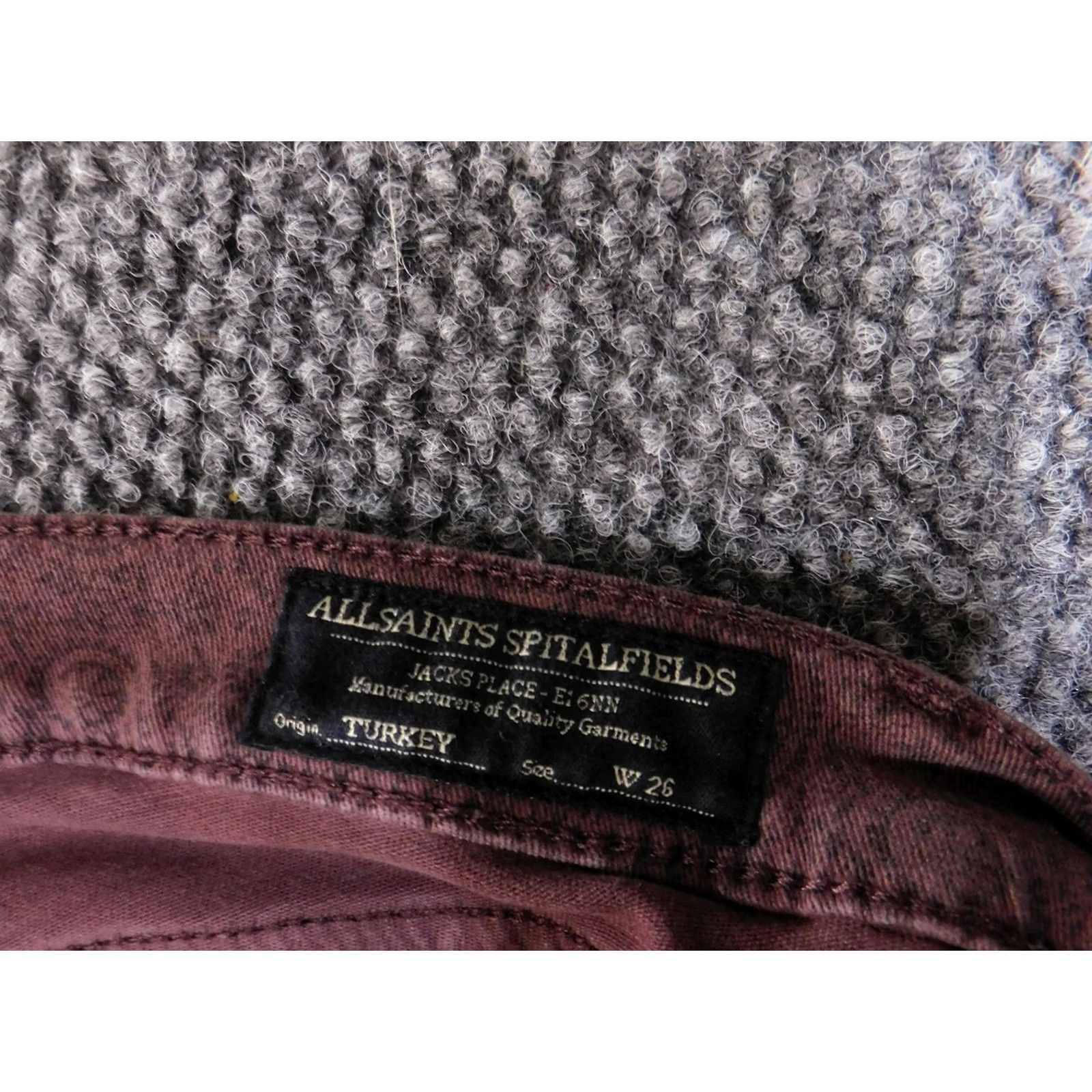 Allsaints AllSaints Pants Womens 26 Paisley Corduroy Skinny Zip Turkey Brown Size 26" / US 2 / IT 38 - 6 Thumbnail