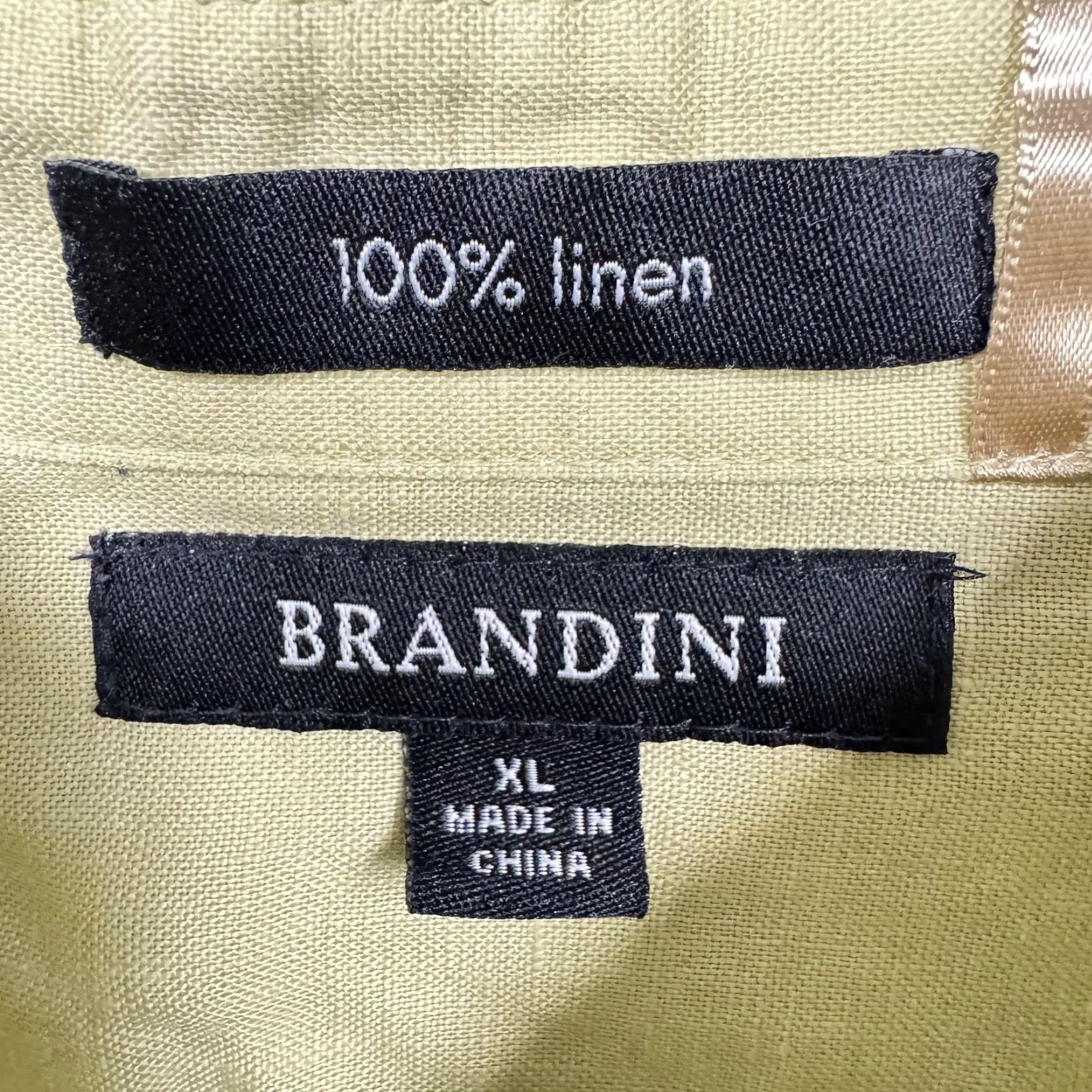 Vintage Y2K Brandini Shirt XL Green Linen Button-Up Long Sleeve Mens Casual 100% Linen Solid Collared Button Front Lightweight Breathable Contemporary Size US XL / EU 56 / 4 - 5 Thumbnail