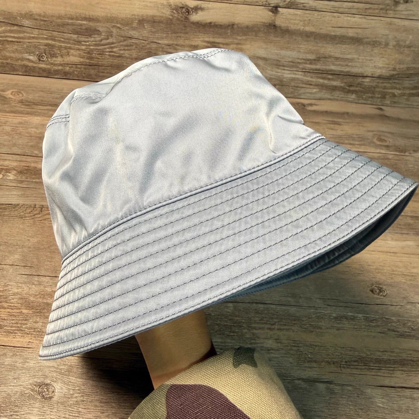 Prada PRADA Nylon Bucket Hat Triangle Logo Blue L New Unworn Size ONE SIZE - 3 Thumbnail