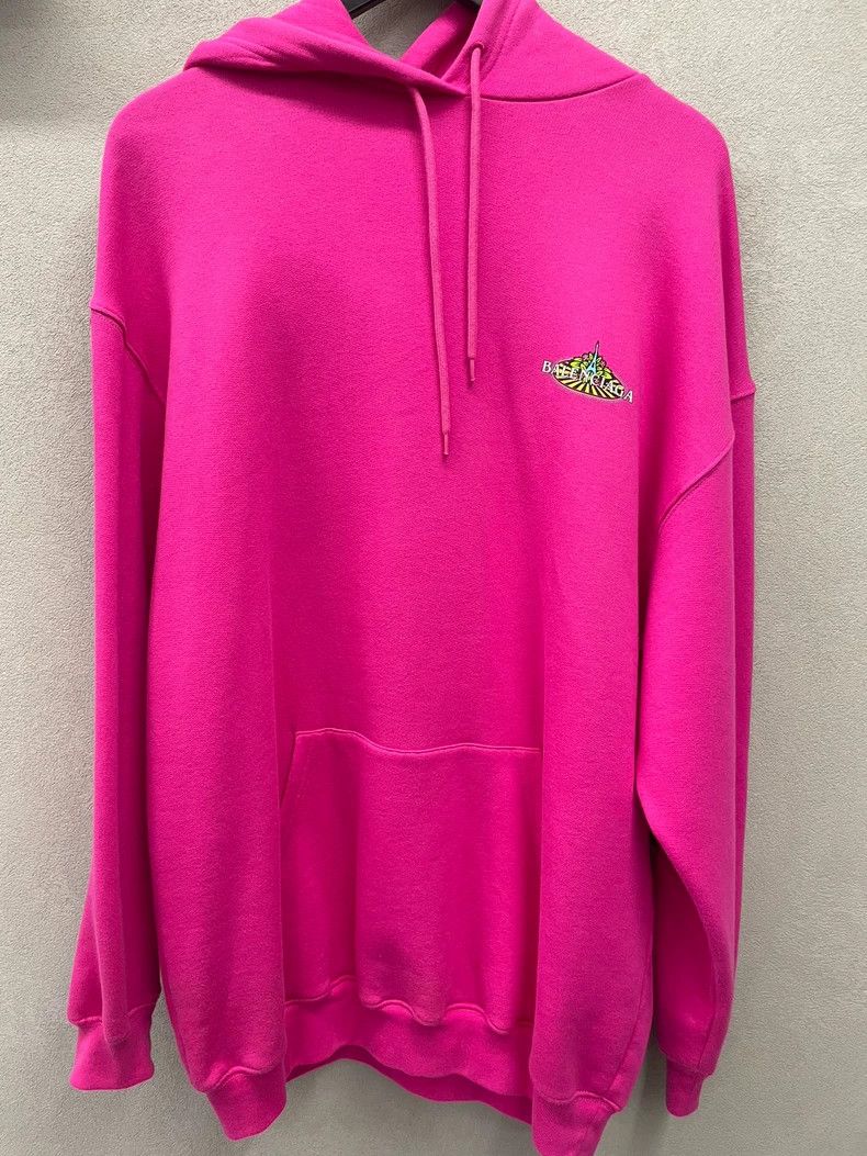 Balenciaga Balenciaga Fuchsia Hooded Fleece Sweatshirt Size US S / EU 44-46 / 1 - 1 Thumbnail
