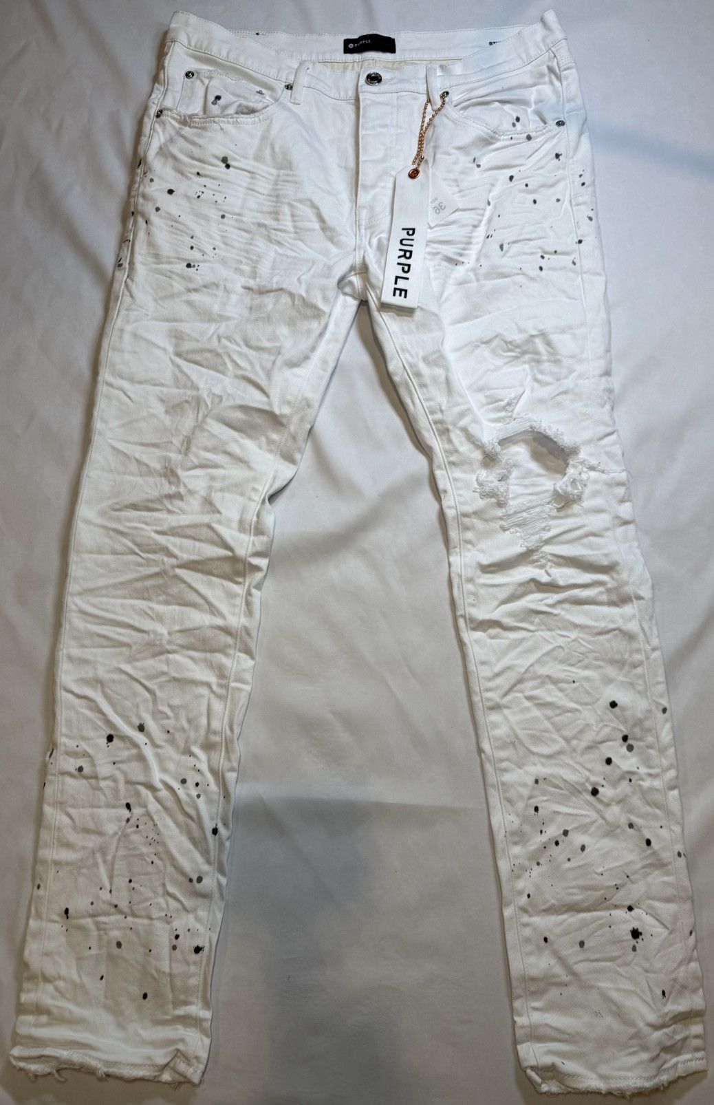Purple Paint Splatter P001 Slim Fit Low Rise Slim Leg Denim Jeans Size US 36 / EU 52 - 1 Thumbnail