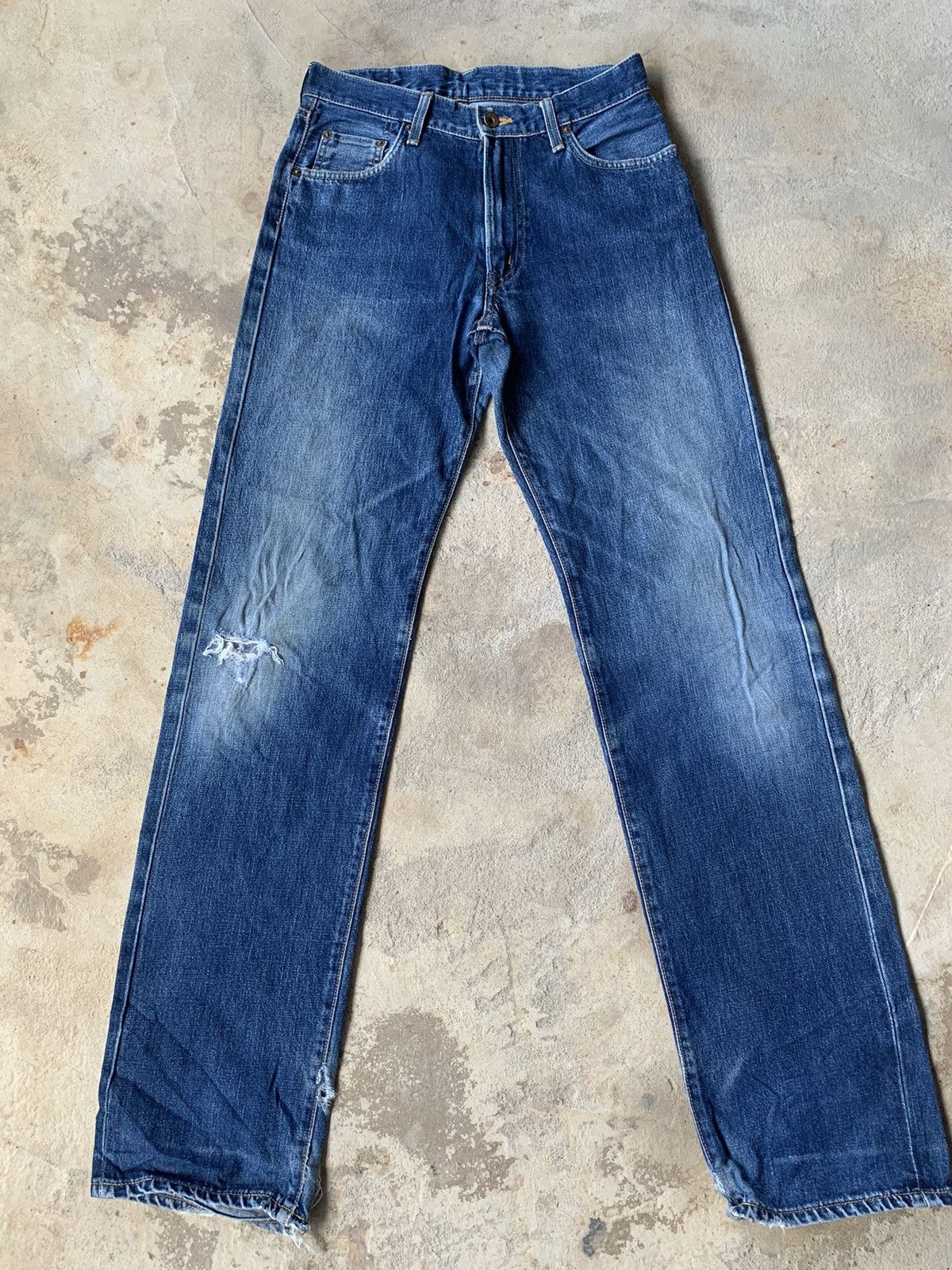 image of 505Xx Selvedge Distressed Denim in Blue, Men's (Size 29)
