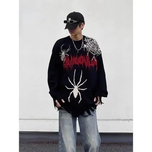 Aran Isles Knitwear × Japanese Brand Vintage Spider Graphic O-Neck Sweater Size US M / EU 48-50 / 2 - 4 Thumbnail