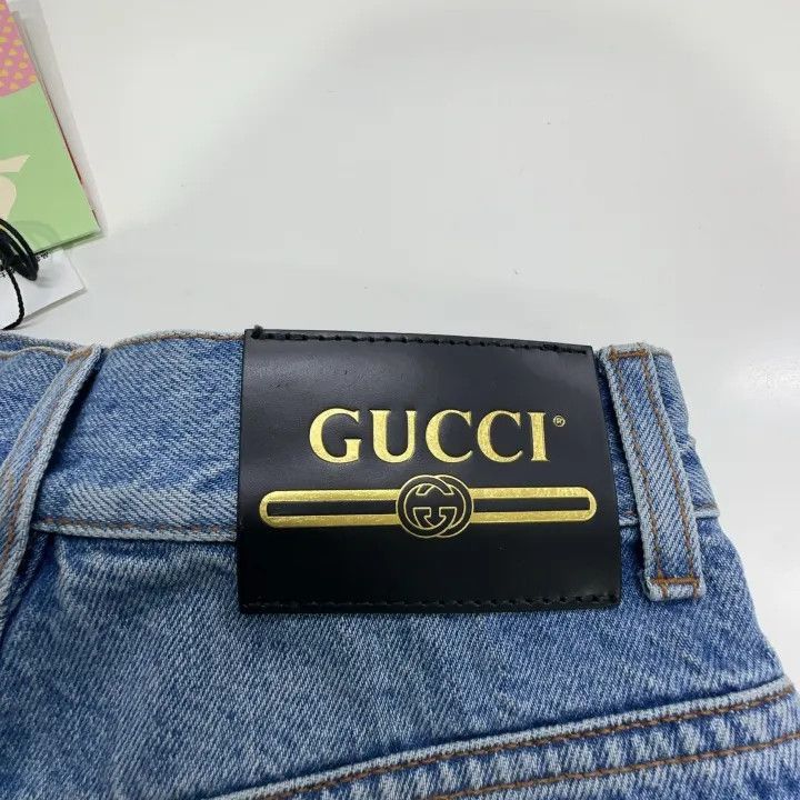 Gucci Gucci Blue Apple Pattern Denim Shorts-2507 Size 24" / US 00 / IT 34 - 9 Thumbnail