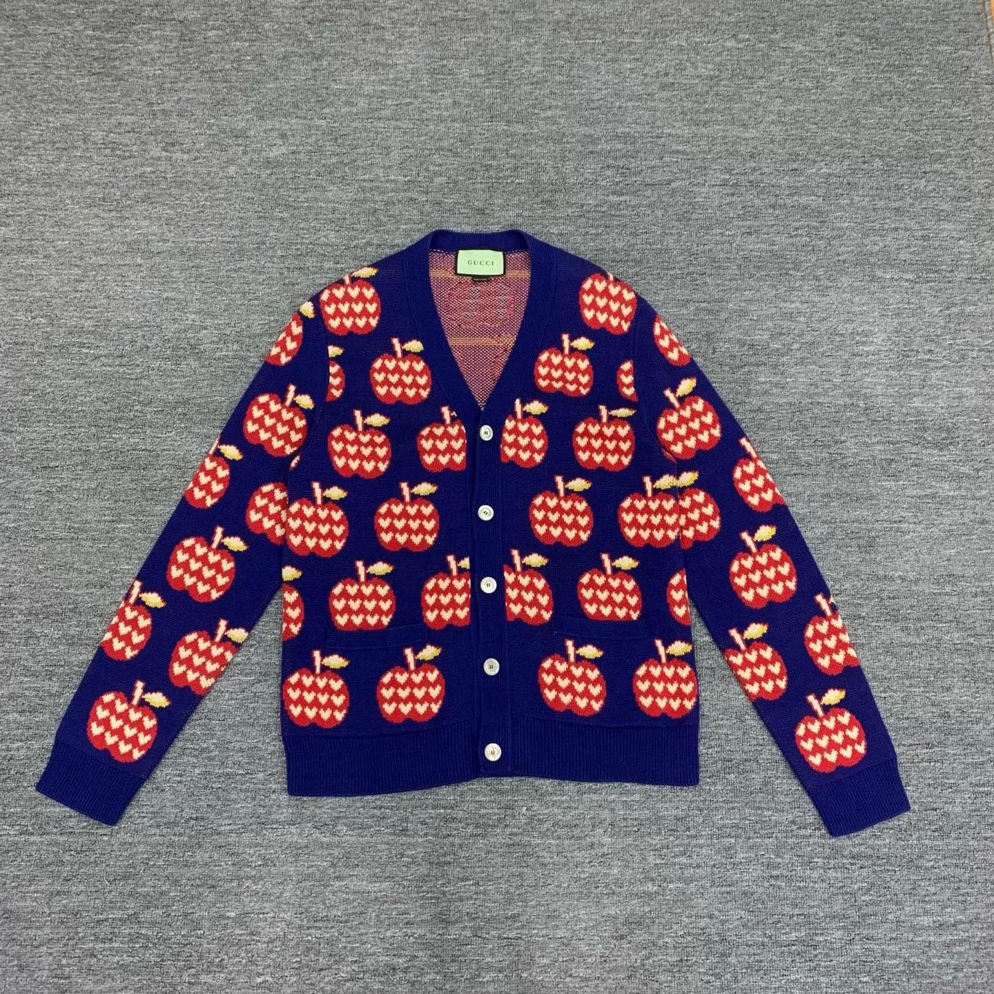 Gucci gucci blue apple cardigan sweater size m Size M / US 6-8 / IT 42-44 - 1 Thumbnail