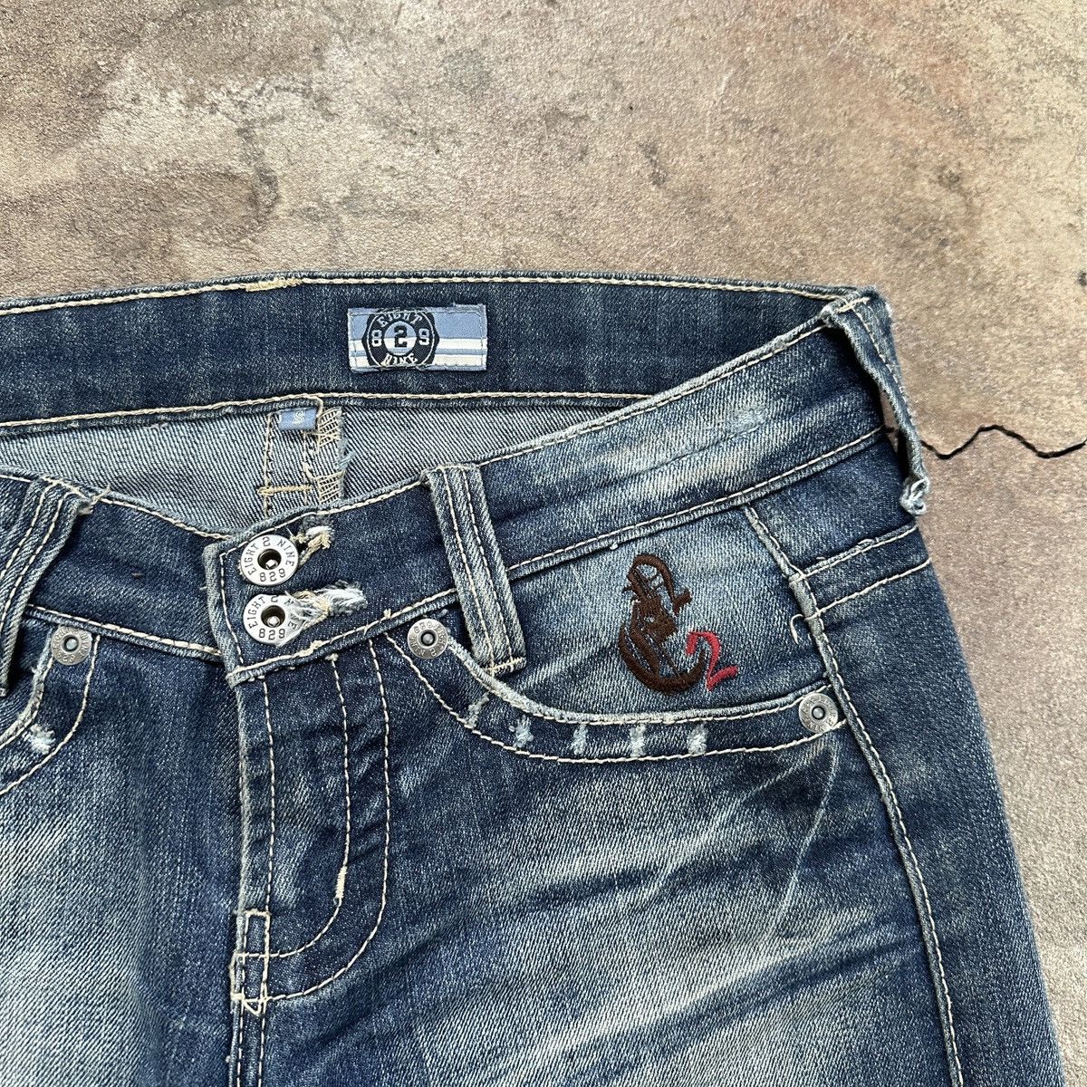 Vintage Eighty Nine Wide Low Rise Denim Size 28" / US 6 / IT 42 - 6 Thumbnail