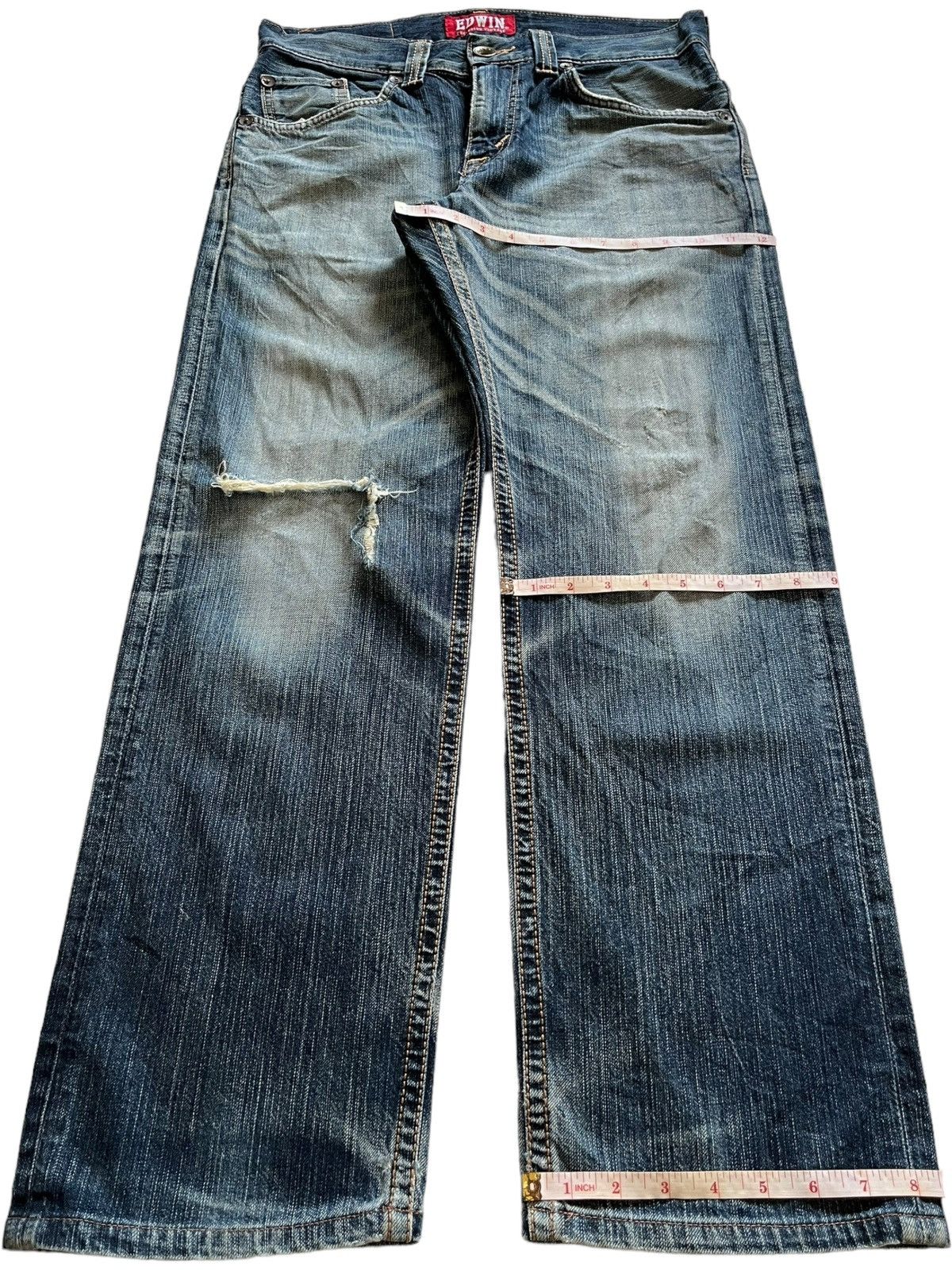 Edwin Exclusive Vintage Edwin Japan Faded Wash Rip Baggy Jeans Size US 33 - 13 Thumbnail