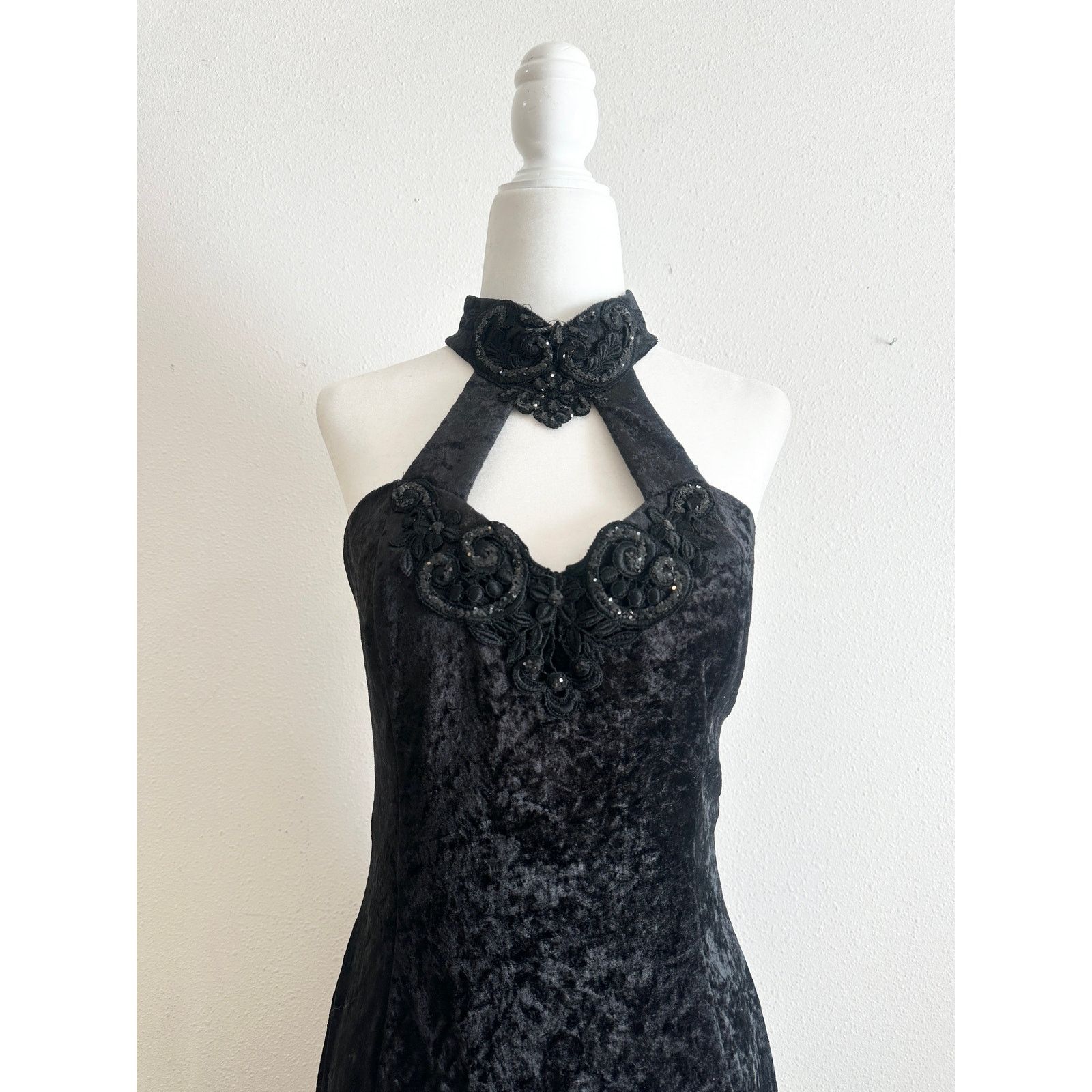 Jessica McClintock Vintage 80s 90s Romantic Whimsygoth High Neck Keyhole Dress Size L / US 10 / IT 46 - 3 Thumbnail