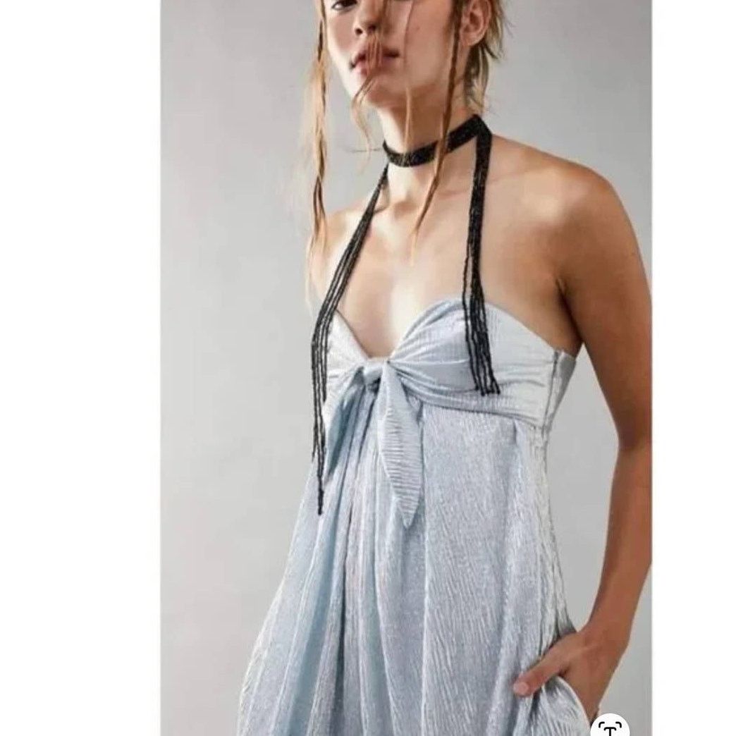Free People New Free People Olivia Strapless Metallic Jumpsuit $300 Sz S Size 28" / US 6 / IT 42 - 2 Thumbnail