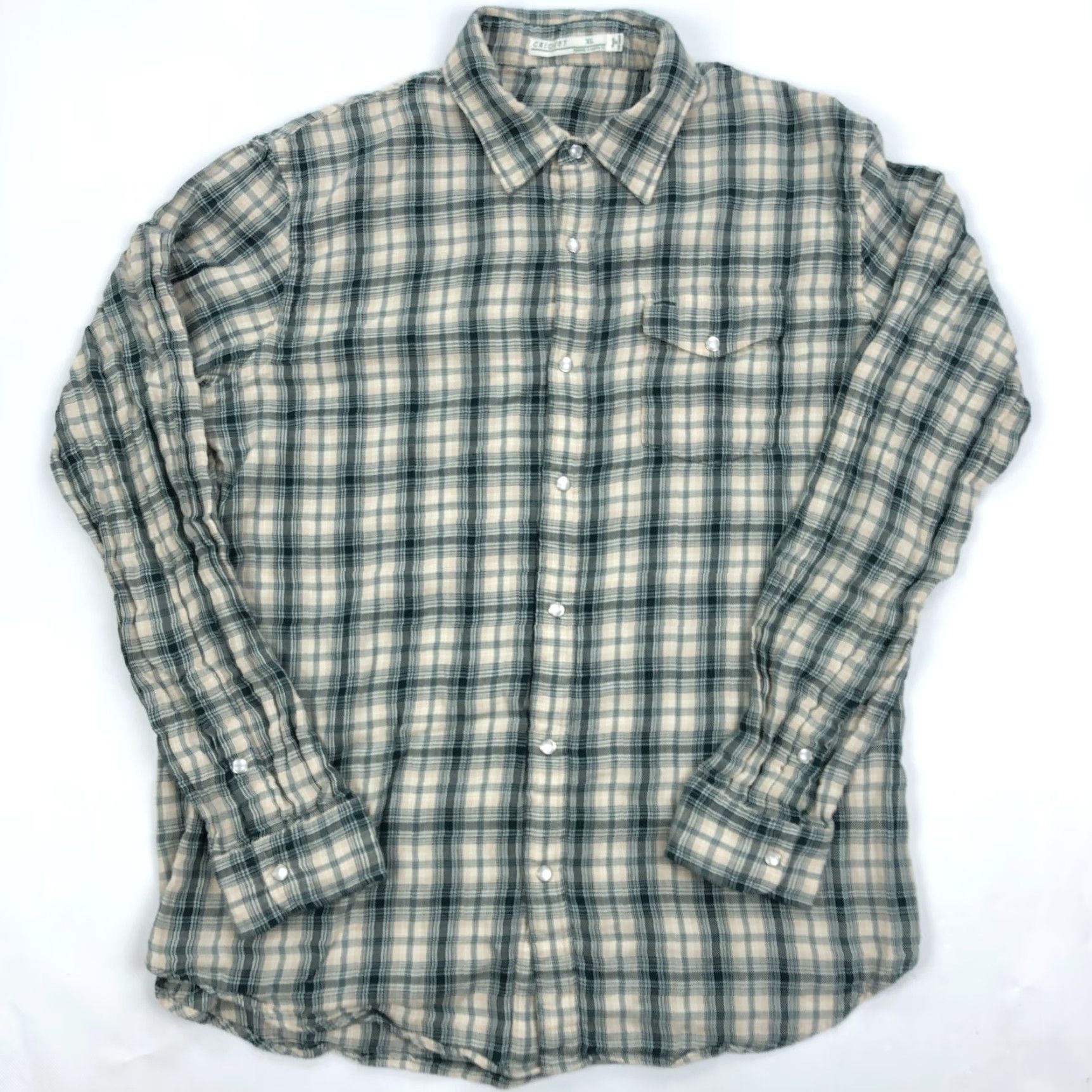 Vintage CRIQUET Men XL Plaid Pearl Snap Casual Shirt Long Sleeve Size US XL / EU 56 / 4 - 2 Thumbnail