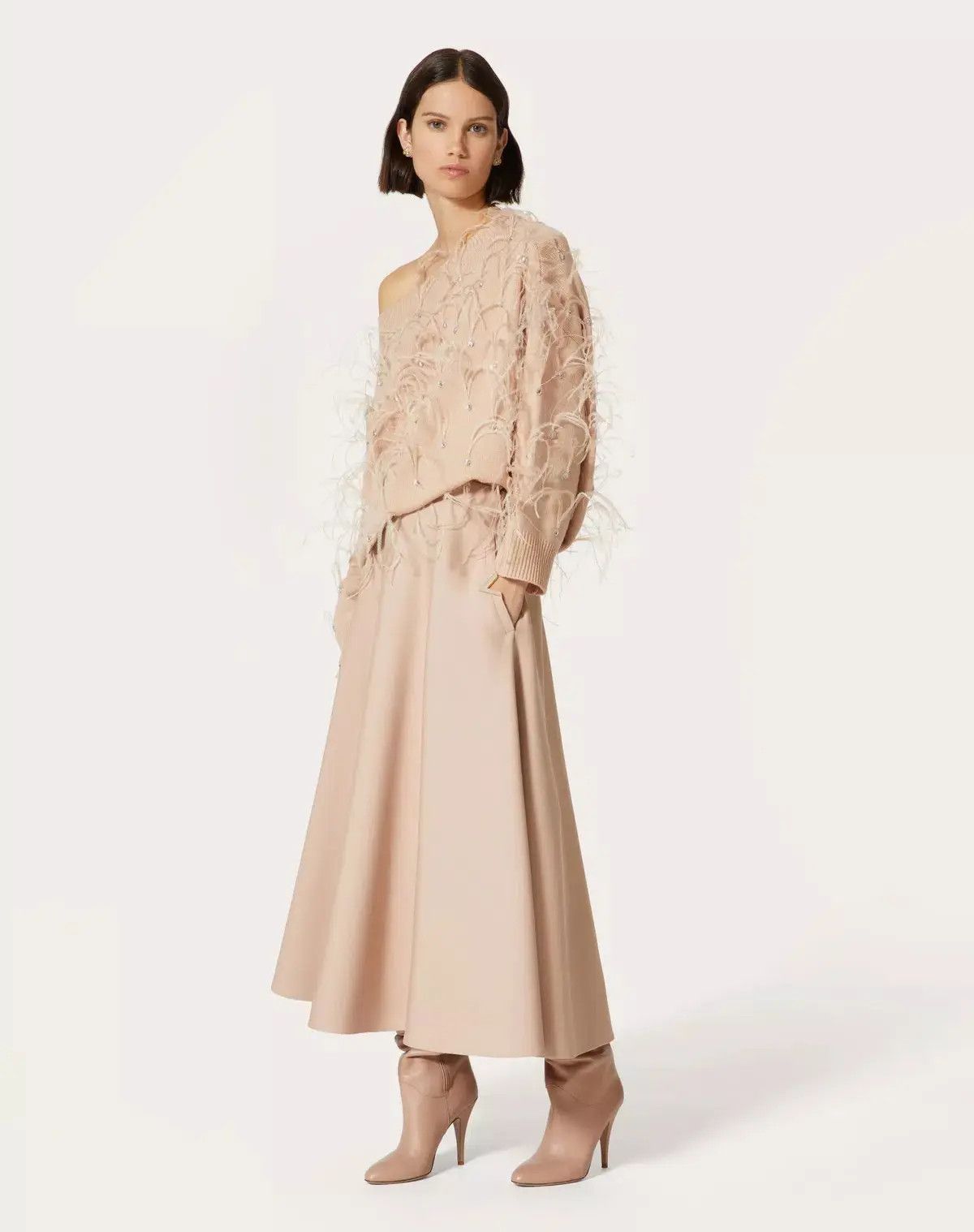 Valentino o1s1wg110426 Embroidered Wool Jumper Sweater in Poudre Size S / US 4 / IT 40 - 2 Thumbnail