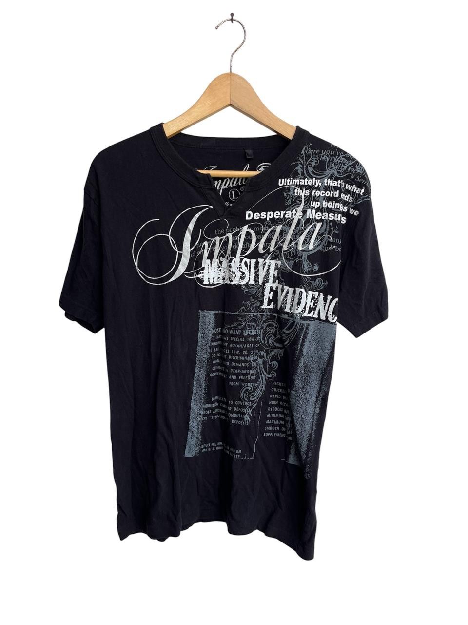 Japanese Brand Impala "Massive Evidence" Y2K Grunge Graphic Henley Tee Size US M / EU 48-50 / 2 - 1 Thumbnail