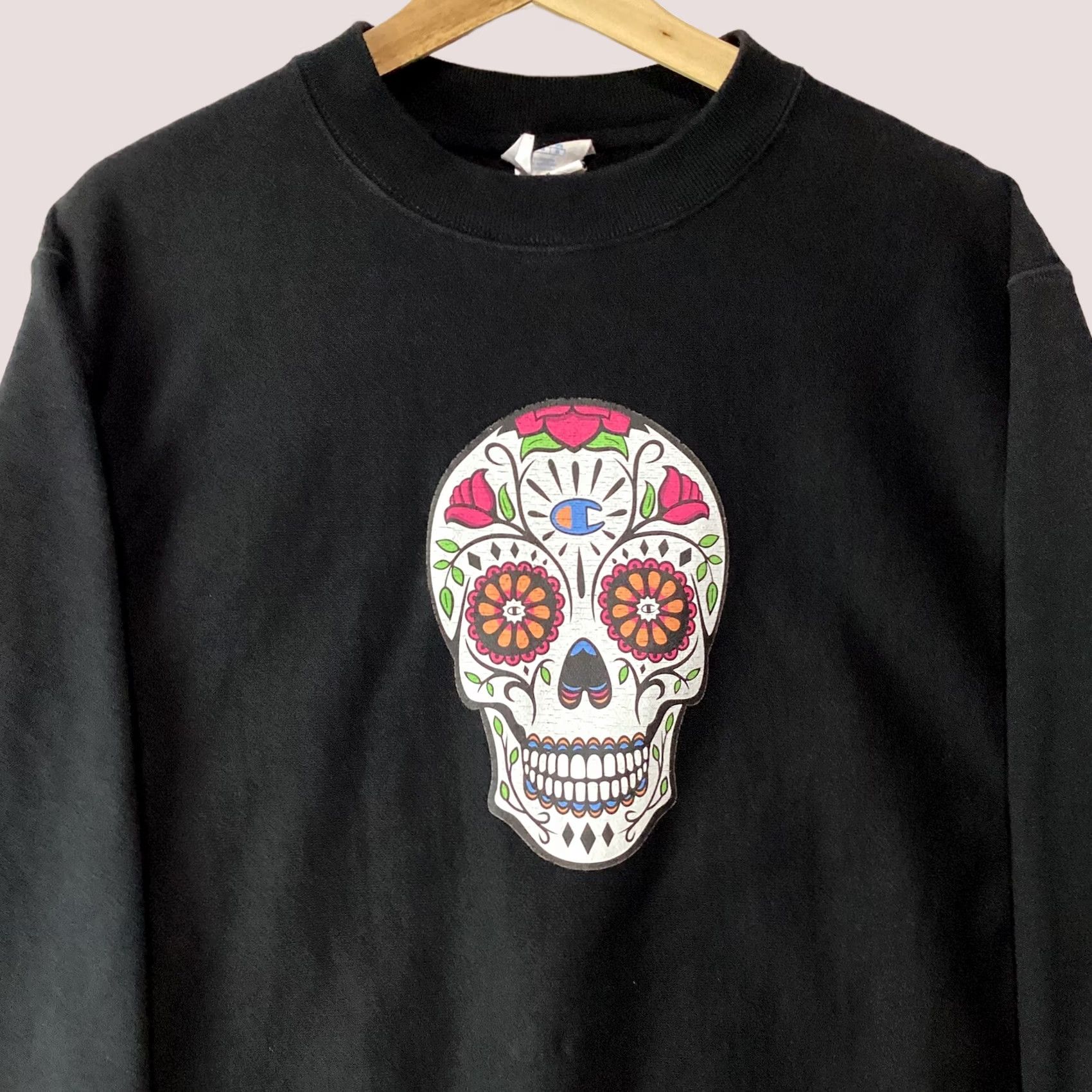 Champion Sugar Skull Sweater Men Medium Champion Reverse Weave Day Of The Dead Sweatshirt Size US M / EU 48-50 / 2 - 1 Thumbnail
